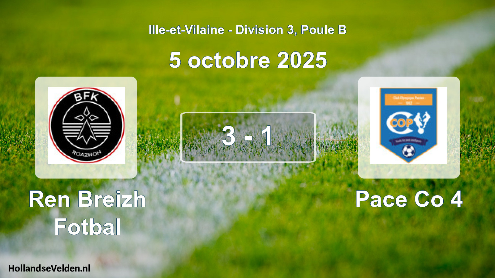 Gespeelde wedstrijd: Ren Breizh Fotbal - Pace Co 4 3 - 1 (5 octobre 2025)
