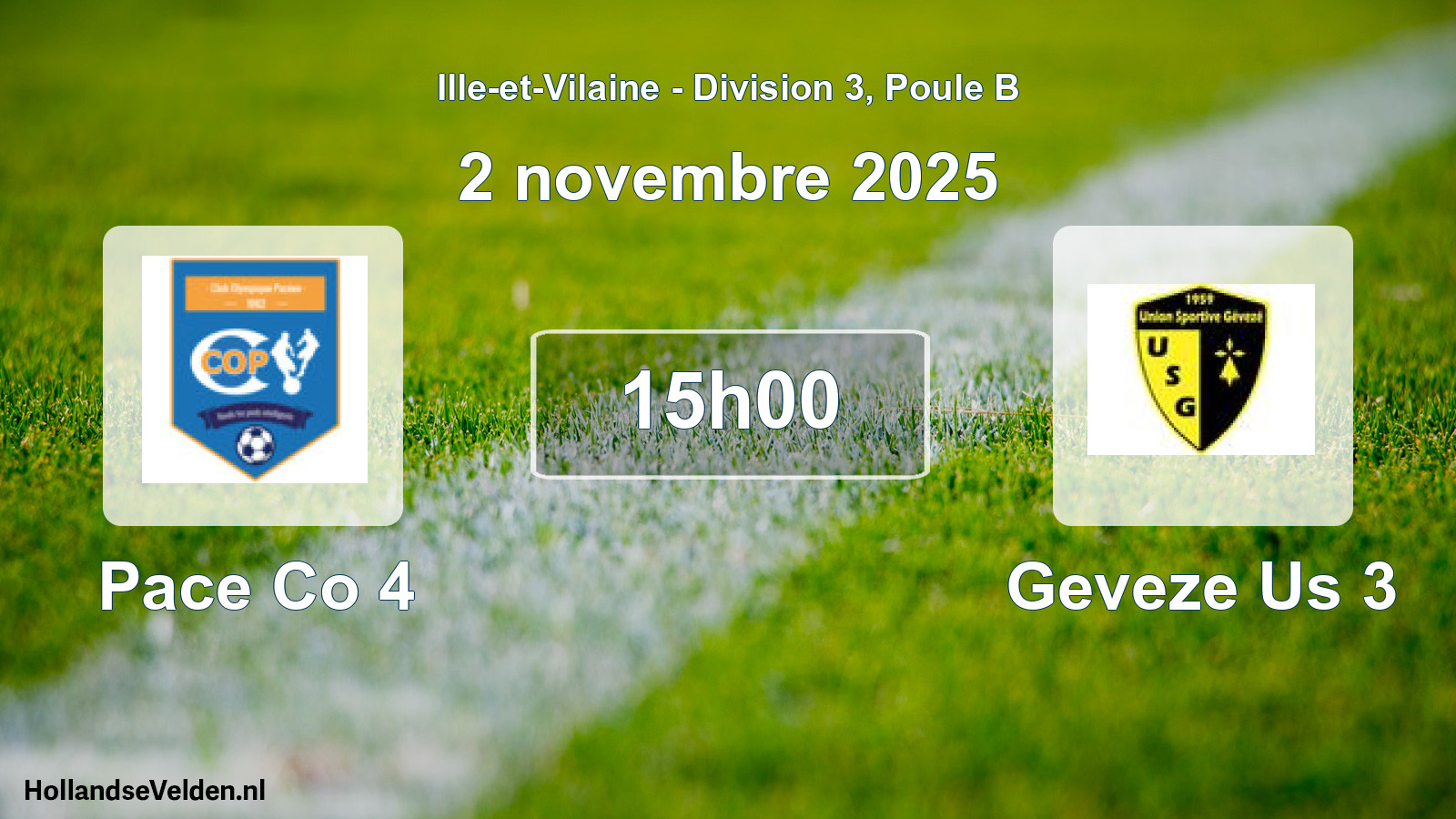 Geplande wedstrijd: Pace Co 4 - Geveze Us 3 (2 novembre 2025)