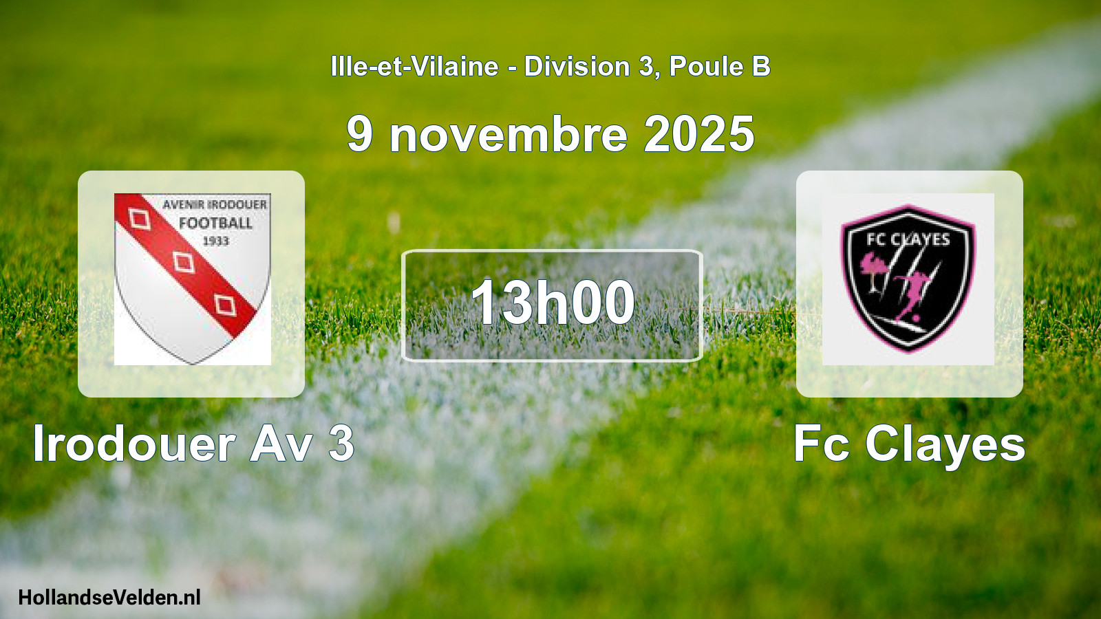 Geplande wedstrijd: Irodouer Av 3 - Fc Clayes (9 novembre 2025)