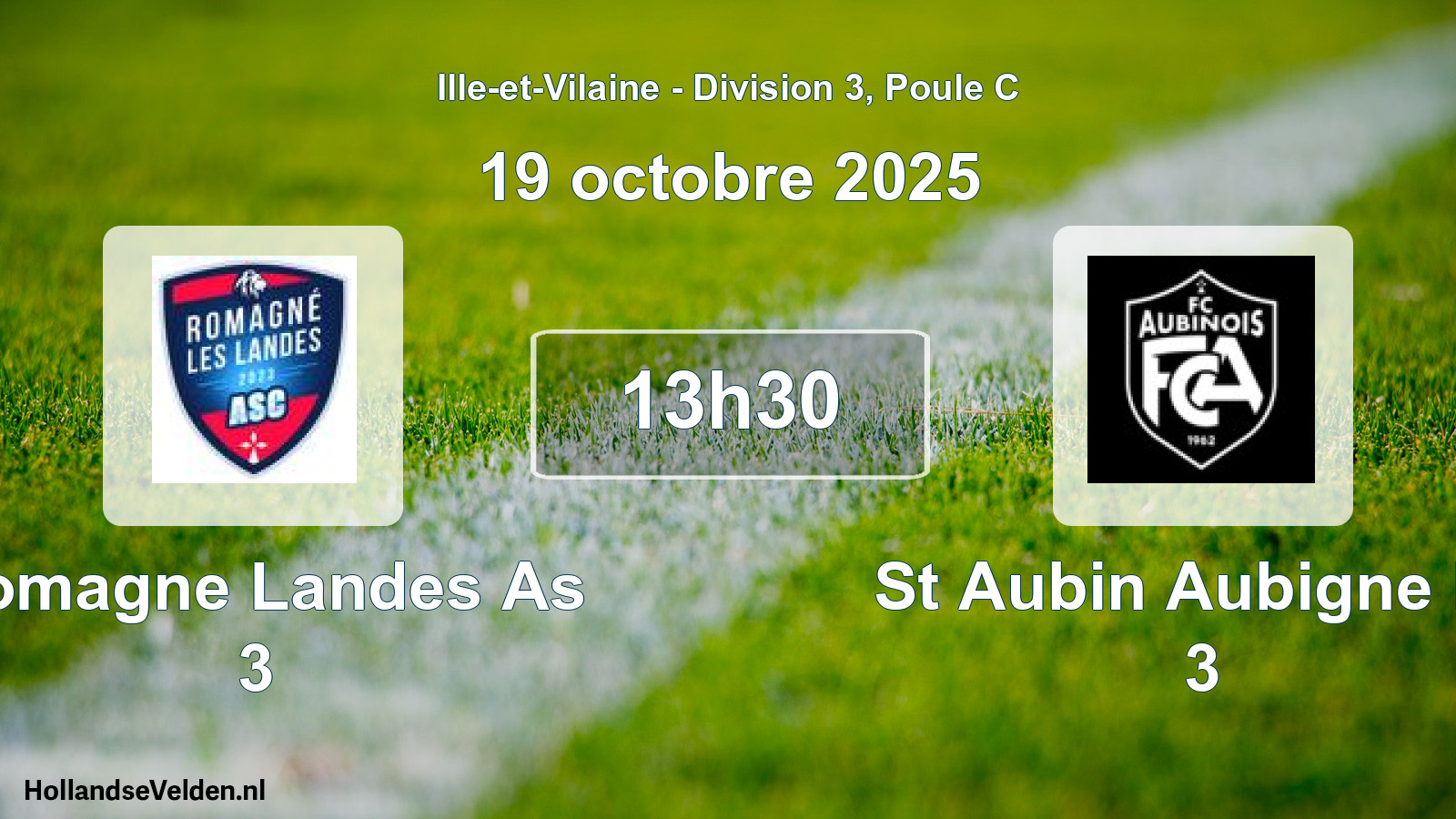 Geplande wedstrijd: Romagne Landes As 3 - St Aubin Aubigne Fc 3 (19 oktober 2025)