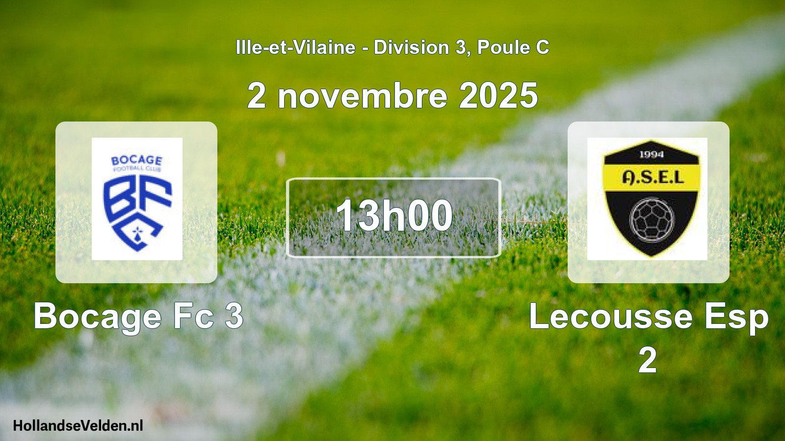Geplande wedstrijd: Bocage Fc 3 - Lecousse Esp 2 (2 novembre 2025)