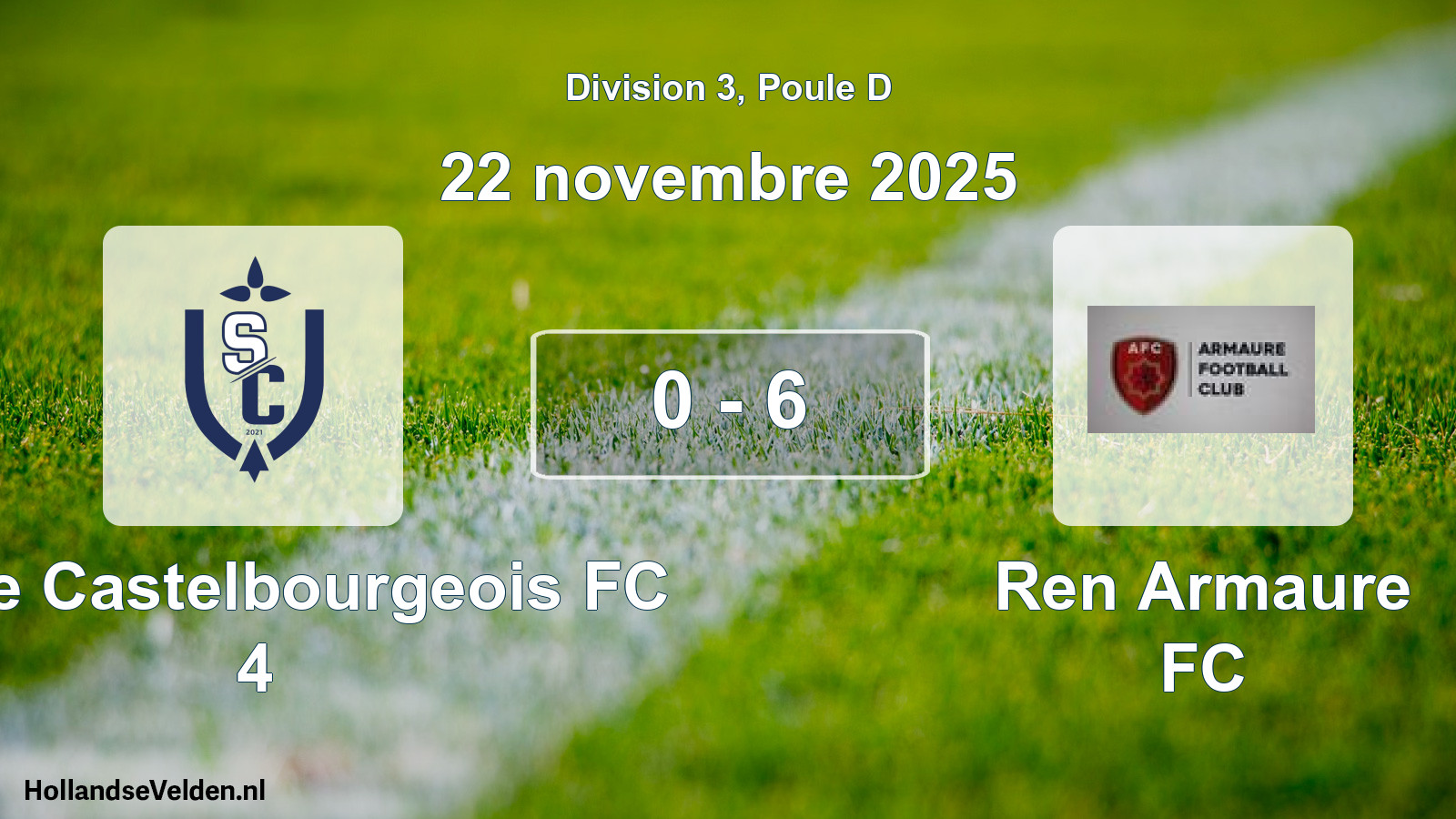 Match joué: Stade Castelbourgeois FC 4 - Ren Armaure FC 0 - 6 (22 novembre 2025)