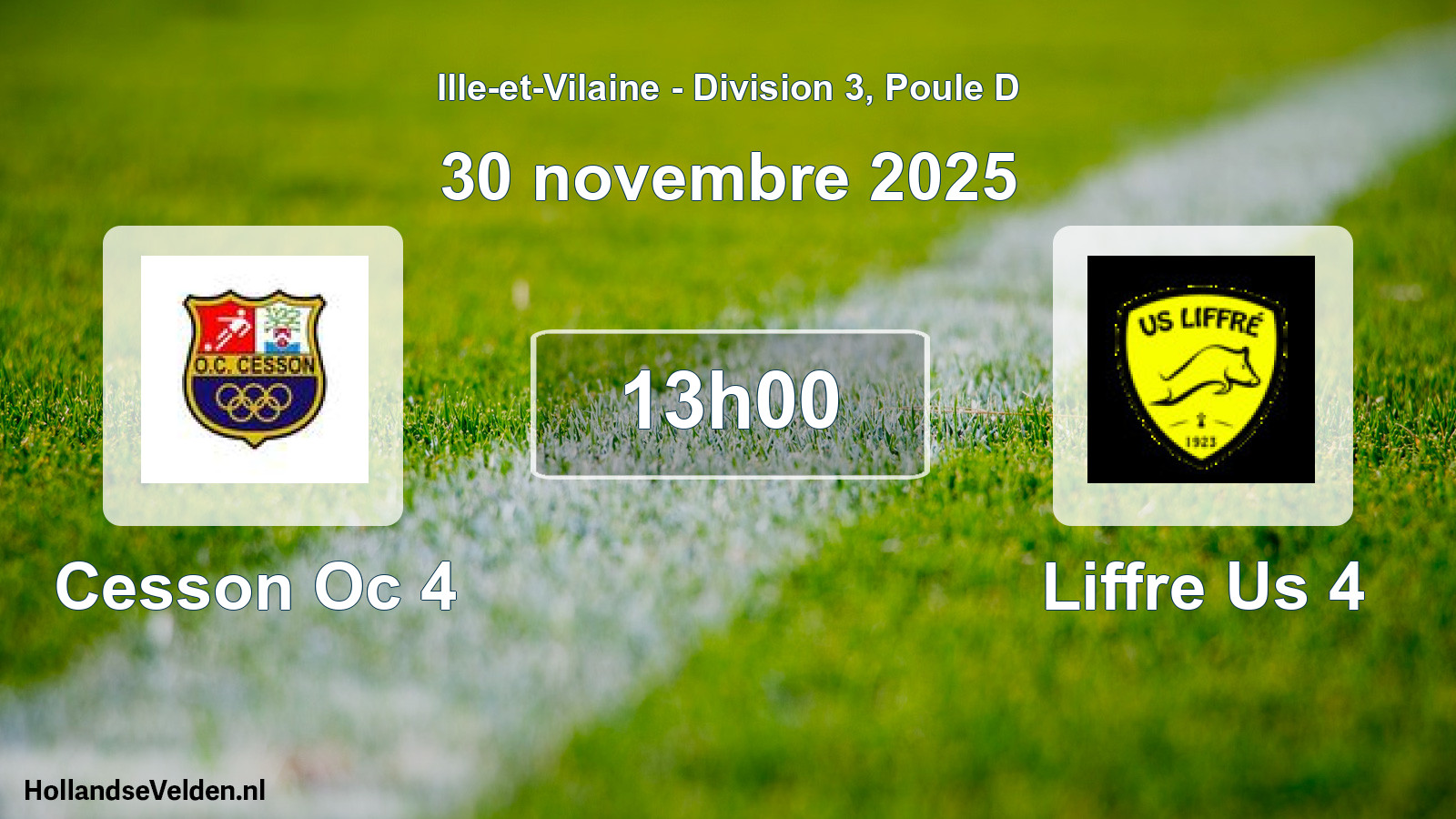 Geplande wedstrijd: Cesson Oc 4 - Liffre Us 4 (30 novembre 2025)