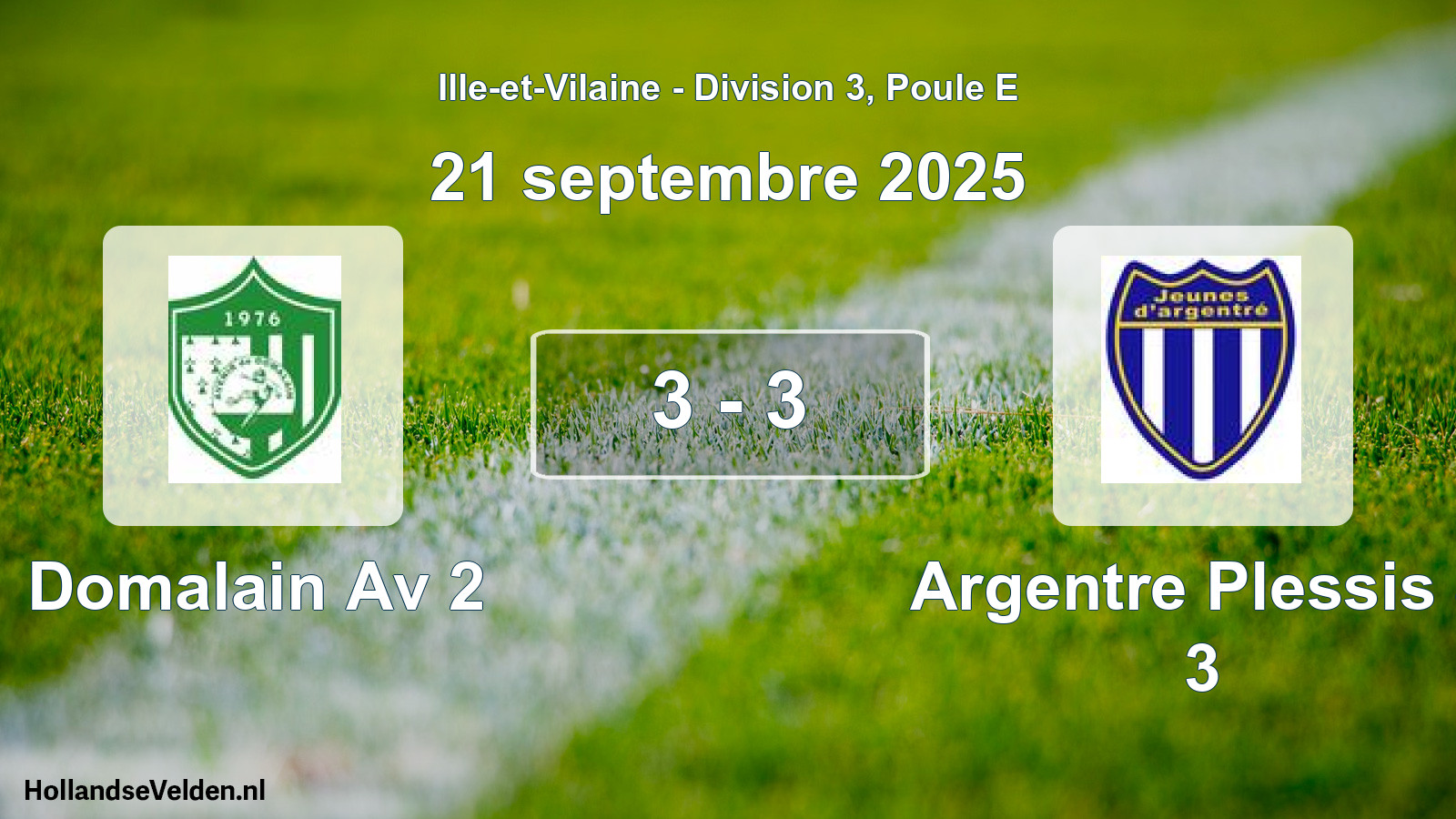 Gespeelde wedstrijd: Domalain Av 2 - Argentre Plessis J 3 3 - 3 (21 september 2025)