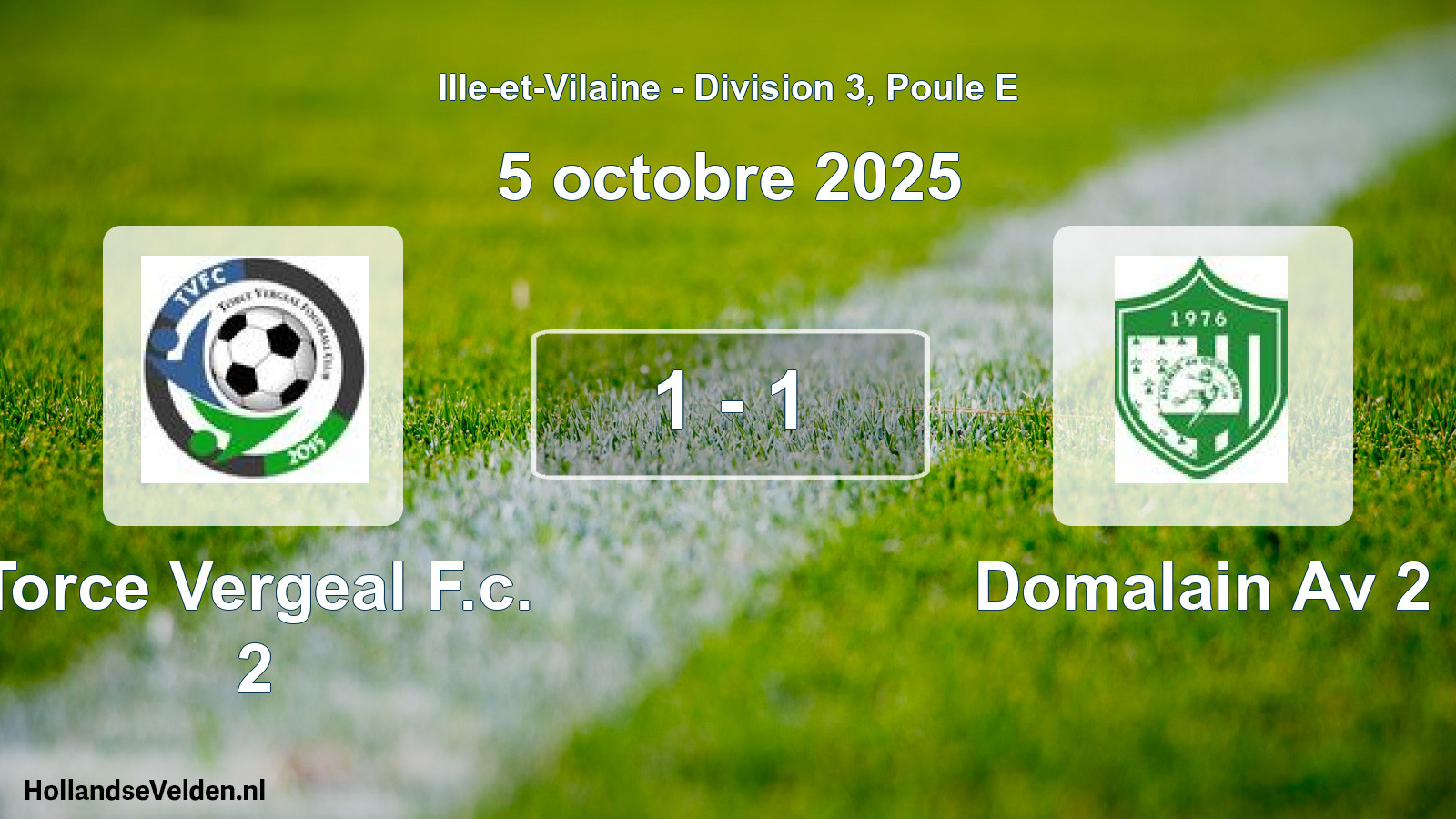 Gespeelde wedstrijd: Torce Vergeal F.c. 2 - Domalain Av 2 1 - 1 (5 octobre 2025)