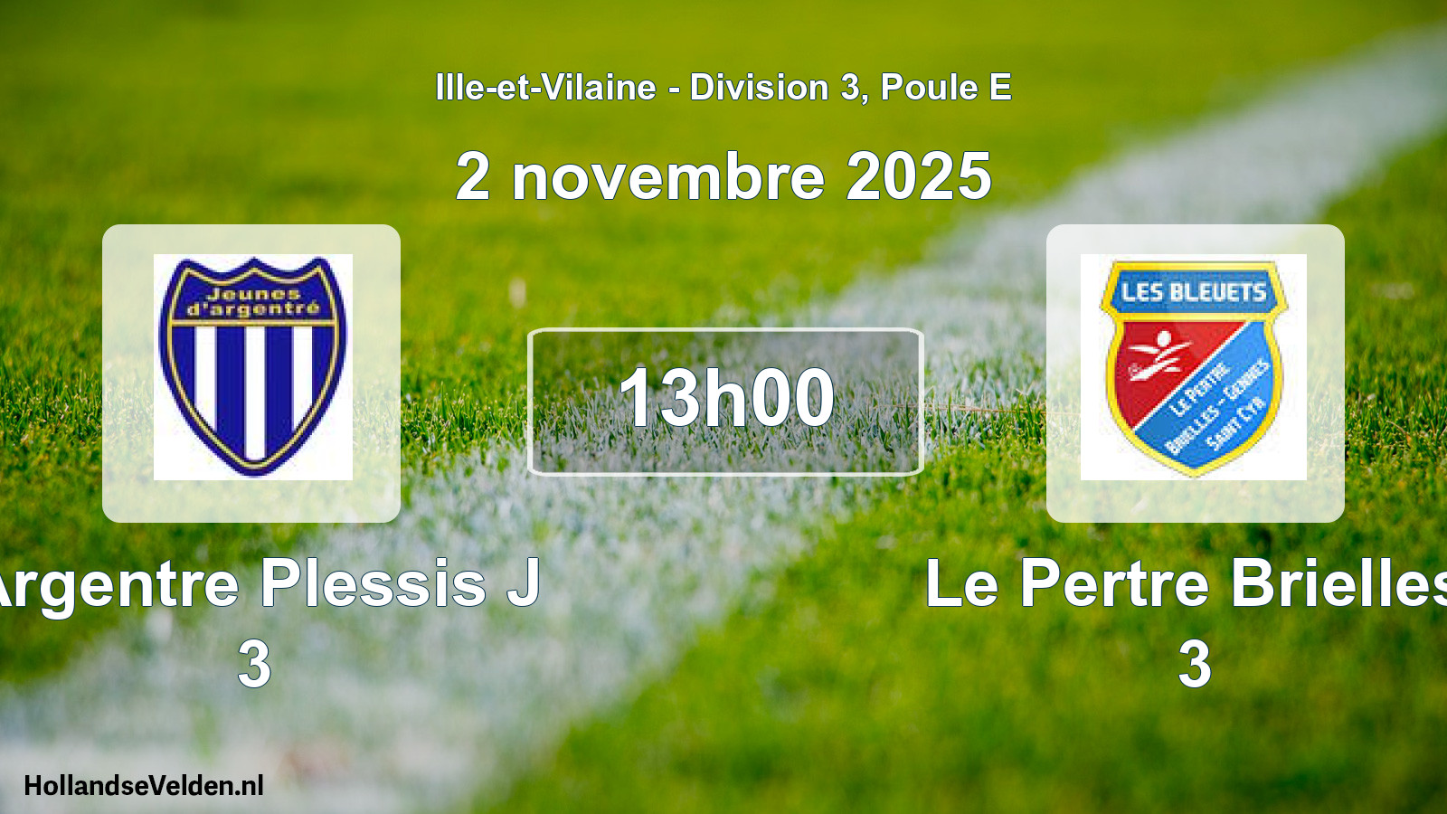 Geplande wedstrijd: Argentre Plessis J 3 - Le Pertre Brielles 3 (2 novembre 2025)