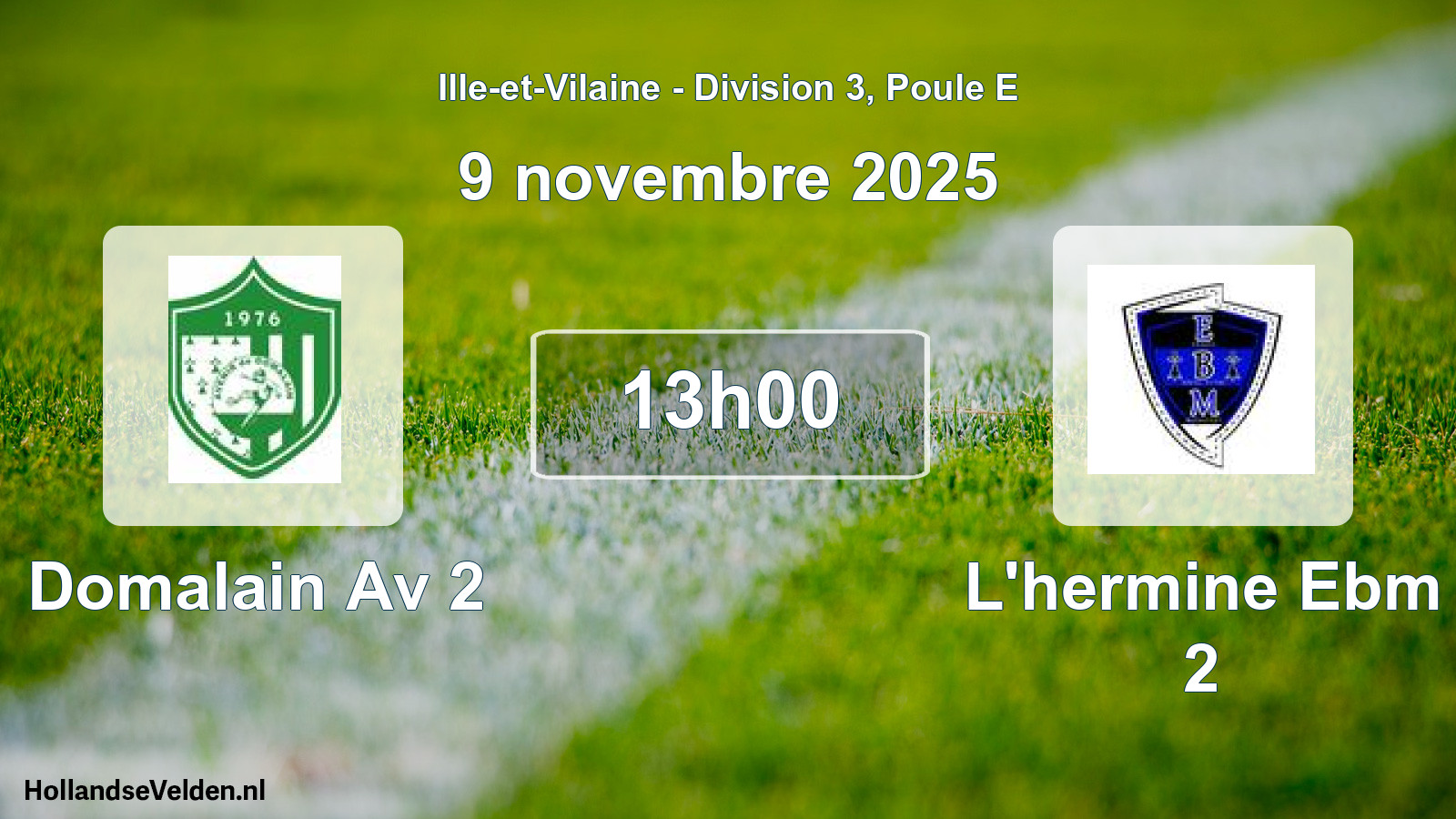 Geplande wedstrijd: Domalain Av 2 - L'hermine Ebm 2 (9 november 2025)