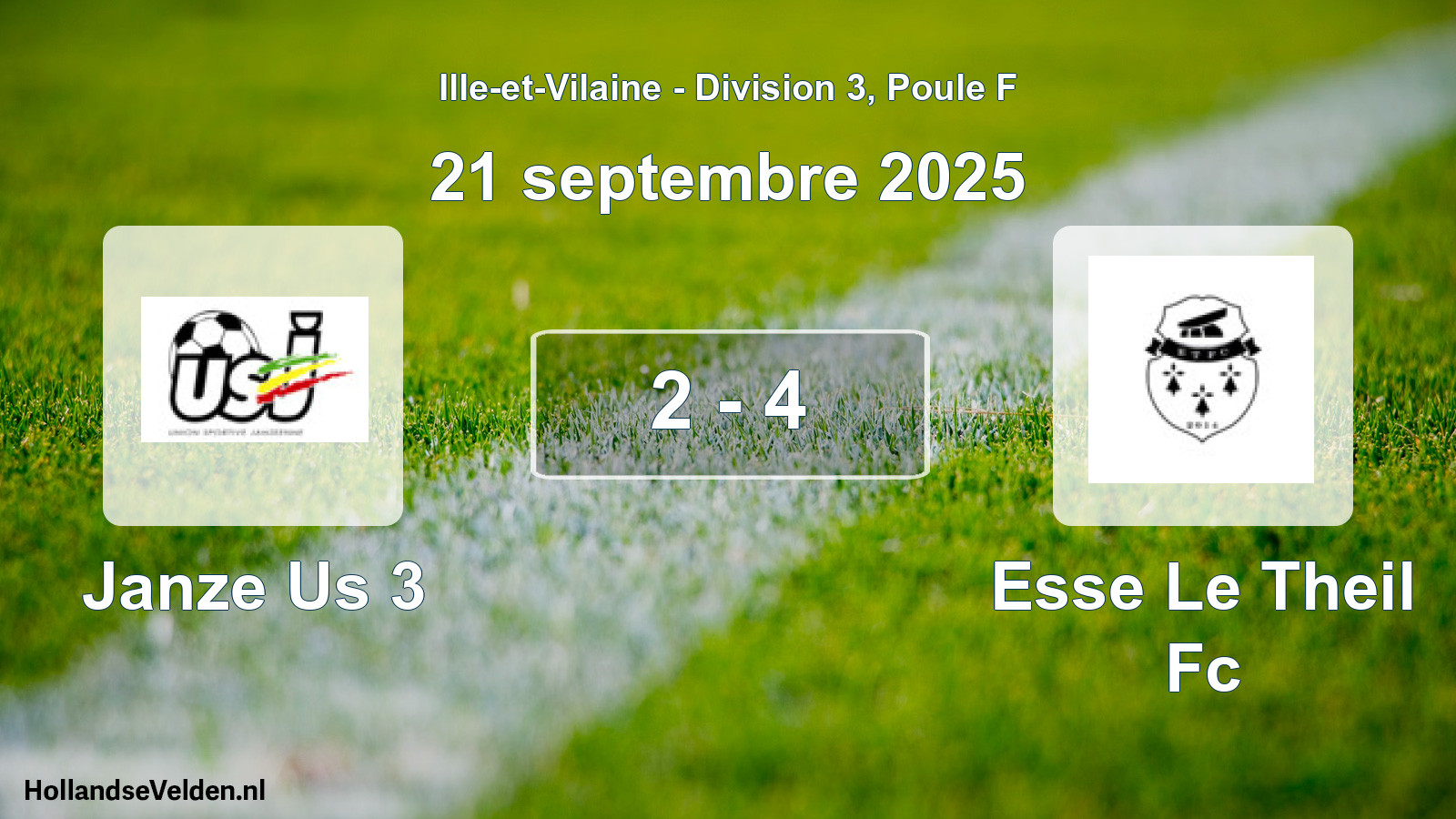 Gespeelde wedstrijd: Janze Us 3 - Esse Le Theil Fc 2 - 4 (21 septembre 2025)