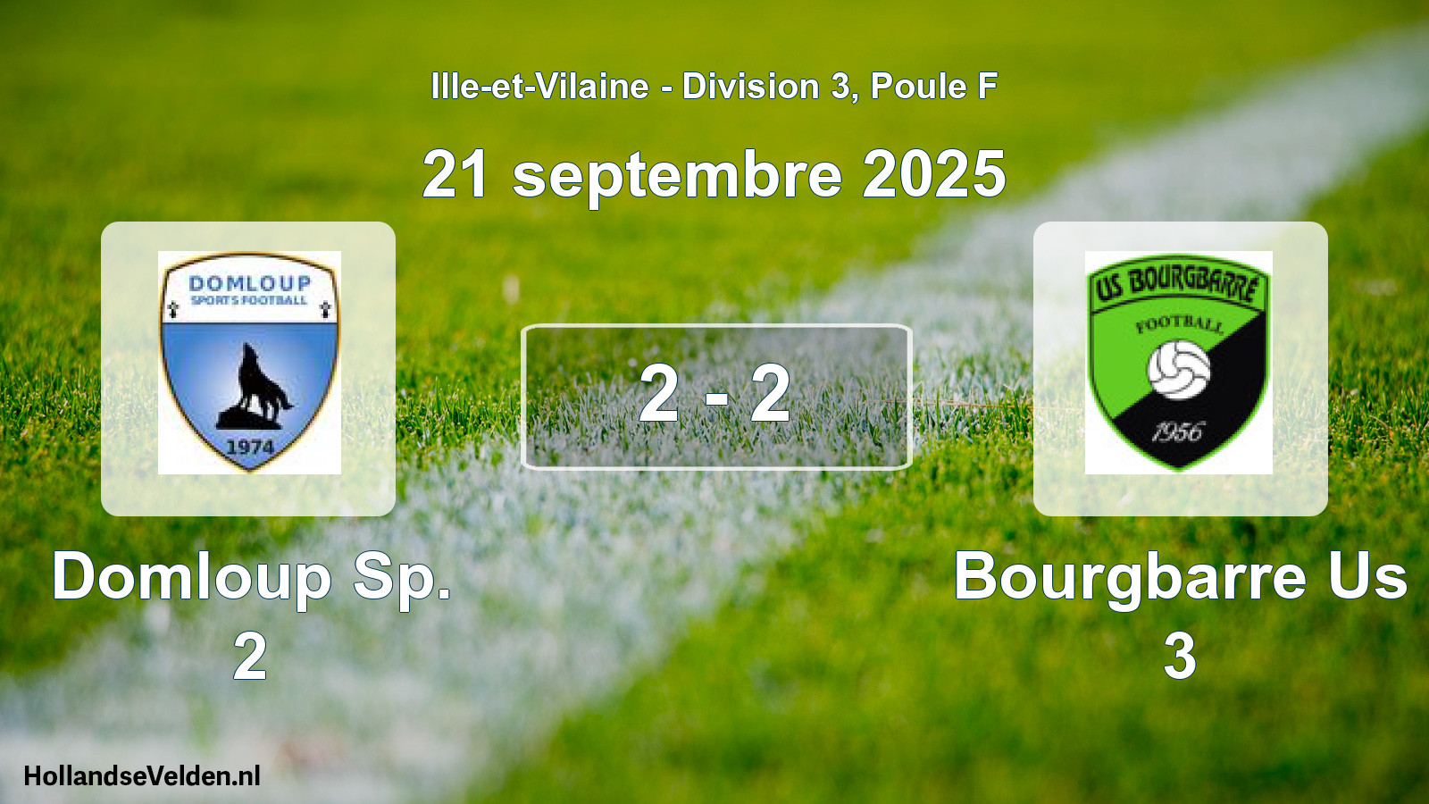 Gespeelde wedstrijd: Domloup Sp. 2 - Bourgbarre Us 3 2 - 2 (21 september 2025)