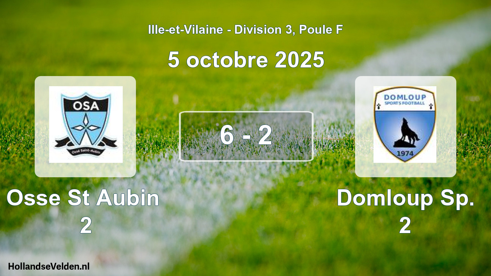Gespeelde wedstrijd: Osse St Aubin 2 - Domloup Sp. 2 6 - 2 (5 oktober 2025)