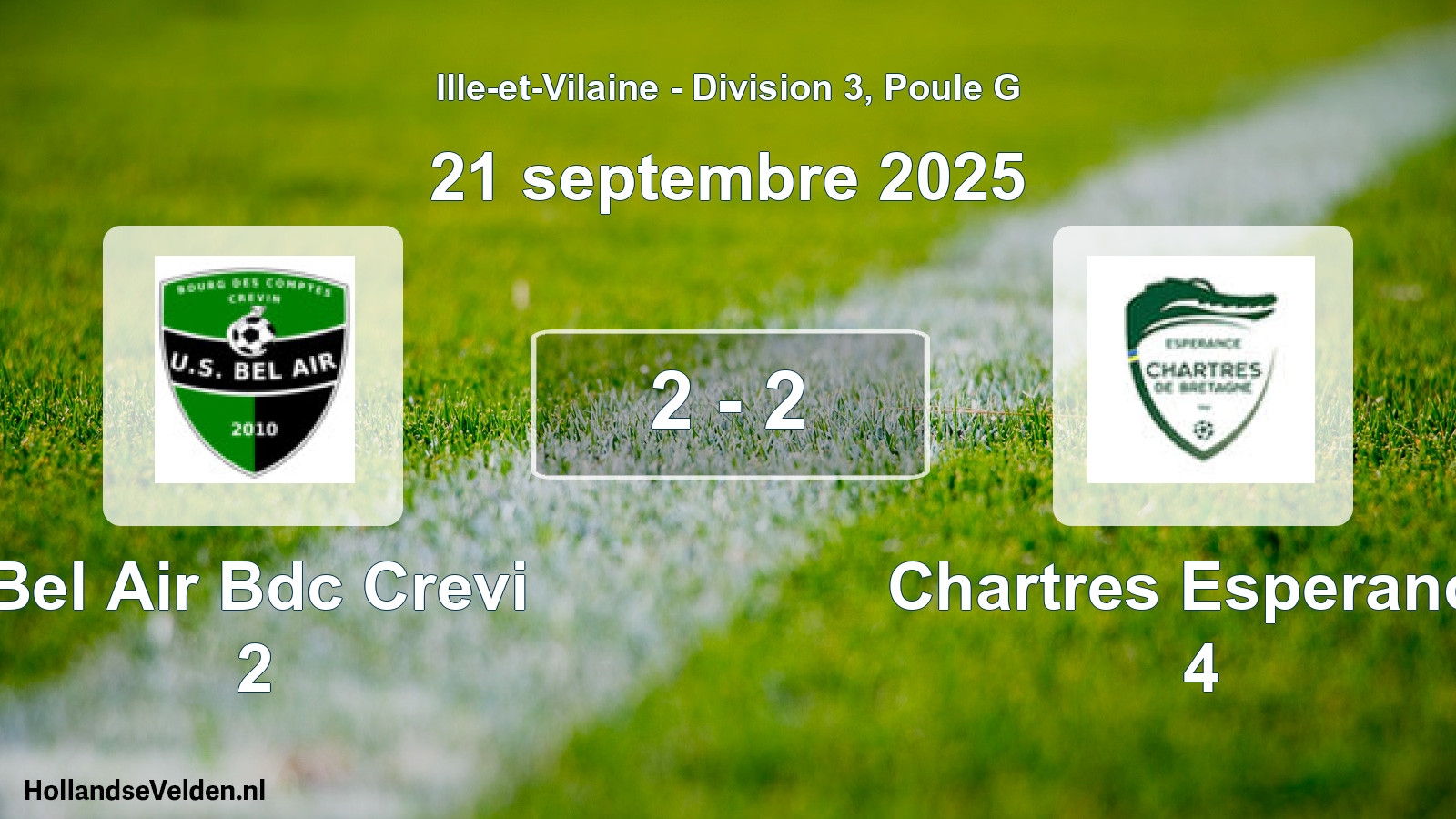 Total number of matches played: Bel Air Bdc Crevi 2 - Chartres Esperance 4 2 - 2 (21 September 2025)