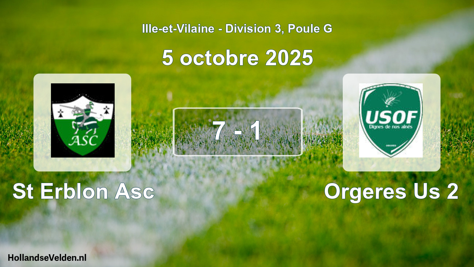 Gespeelde wedstrijd: St Erblon Asc - Orgeres Us 2 7 - 1 (5 octobre 2025)
