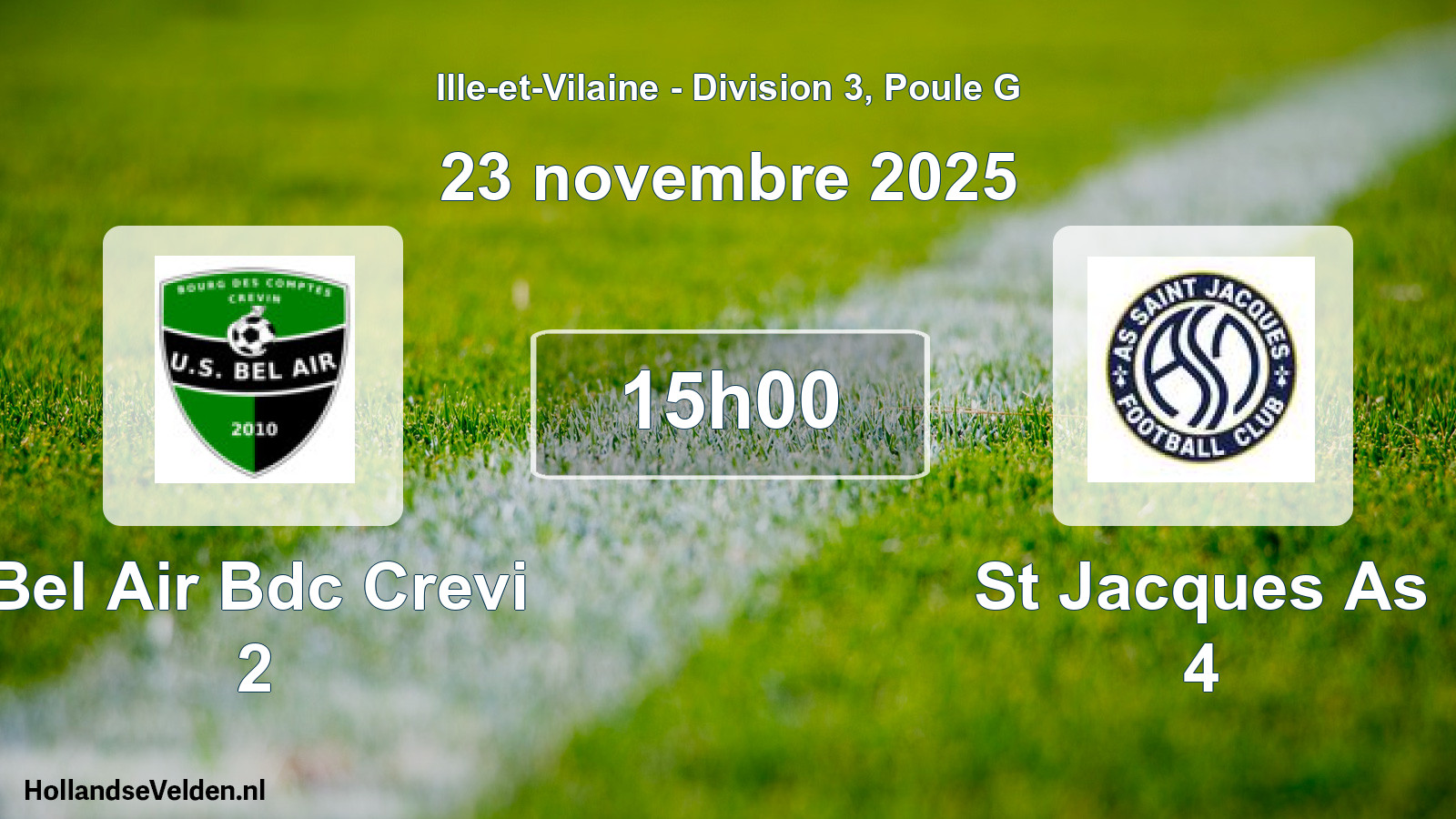Scheduled Match: Bel Air Bdc Crevi 2 - St Jacques As 4 (23 November 2025)