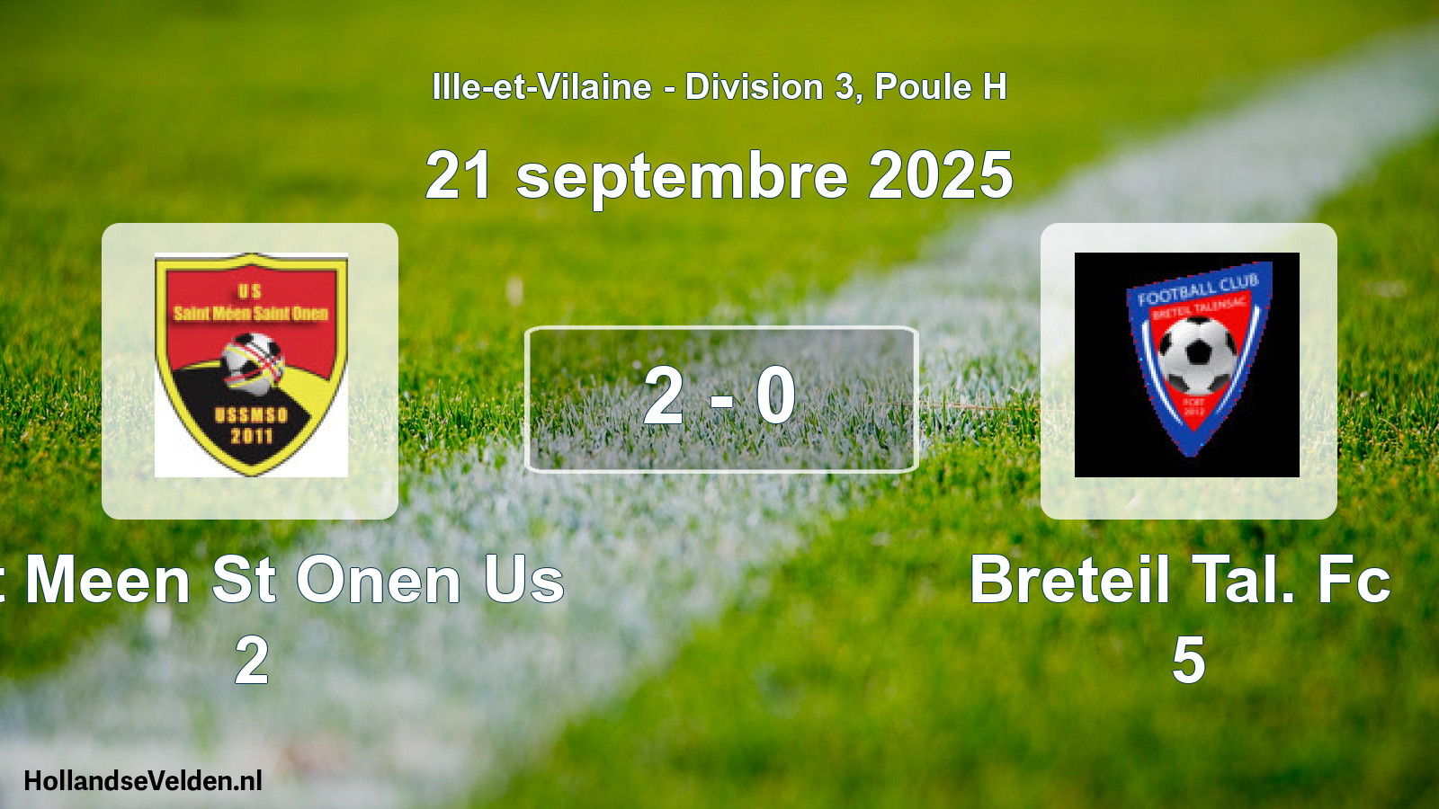 Gespeelde wedstrijd: St Meen St Onen Us 2 - Breteil Tal. Fc 5 2 - 0 (21 september 2025)