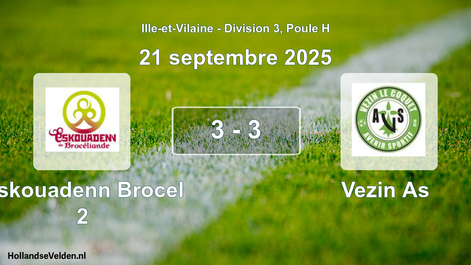 Gespeelde wedstrijd: Eskouadenn Brocel 2 - Vezin As 3 - 3 (21 septembre 2025)
