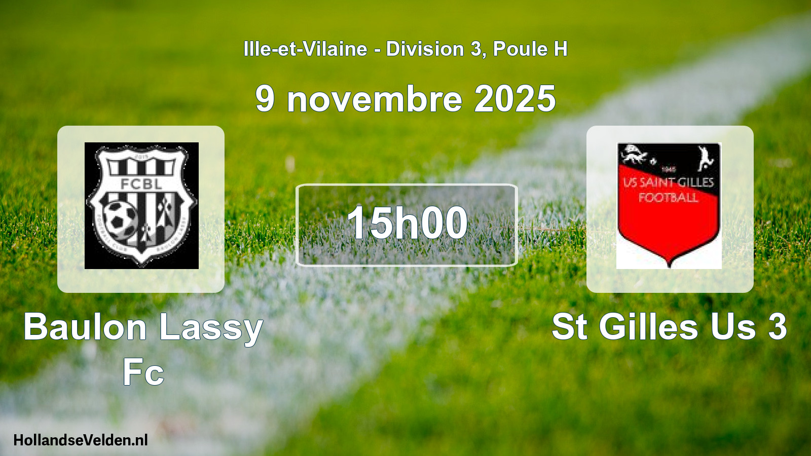 Geplande wedstrijd: Baulon Lassy Fc - St Gilles Us 3 (9 novembre 2025)