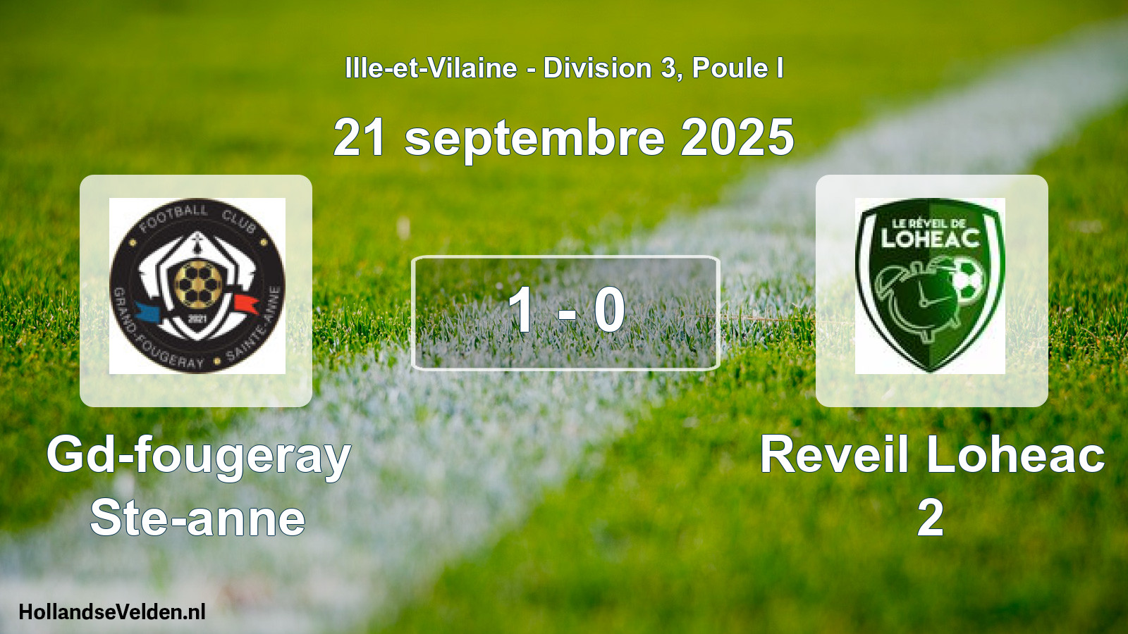 Total number of matches played: Gd-fougeray Ste-anne - Reveil Loheac 2 1 - 0 (21 September 2025)