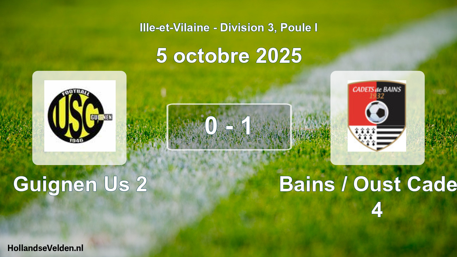 Total number of matches played: Guignen Us 2 - Bains / Oust Cadets 4 0 - 1 (5 October 2025)