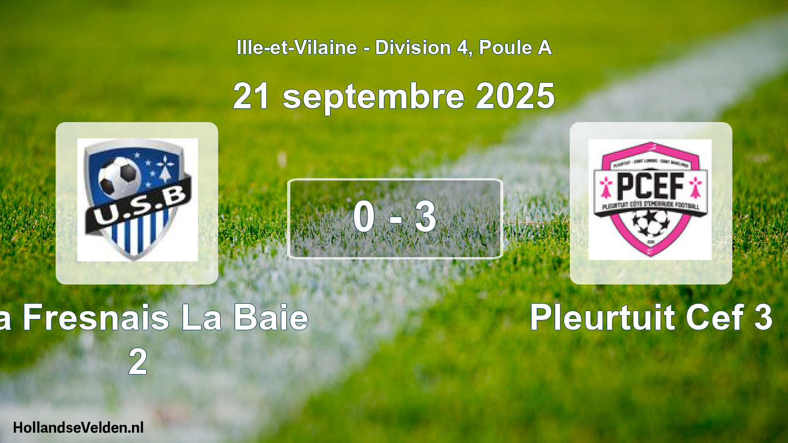 Total number of matches played: La Fresnais La Baie 2 - Pleurtuit Cef 3 0 - 3 (21 September 2025)