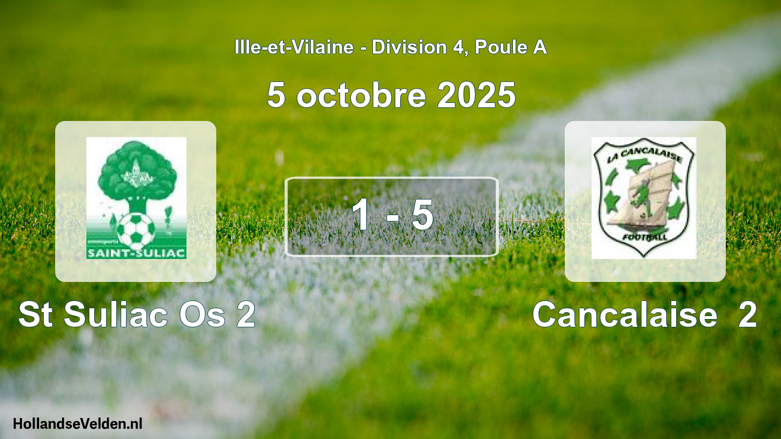 Gespeelde wedstrijd: St Suliac Os 2 - Cancalaise 2 1 - 5 (5 octobre 2025)