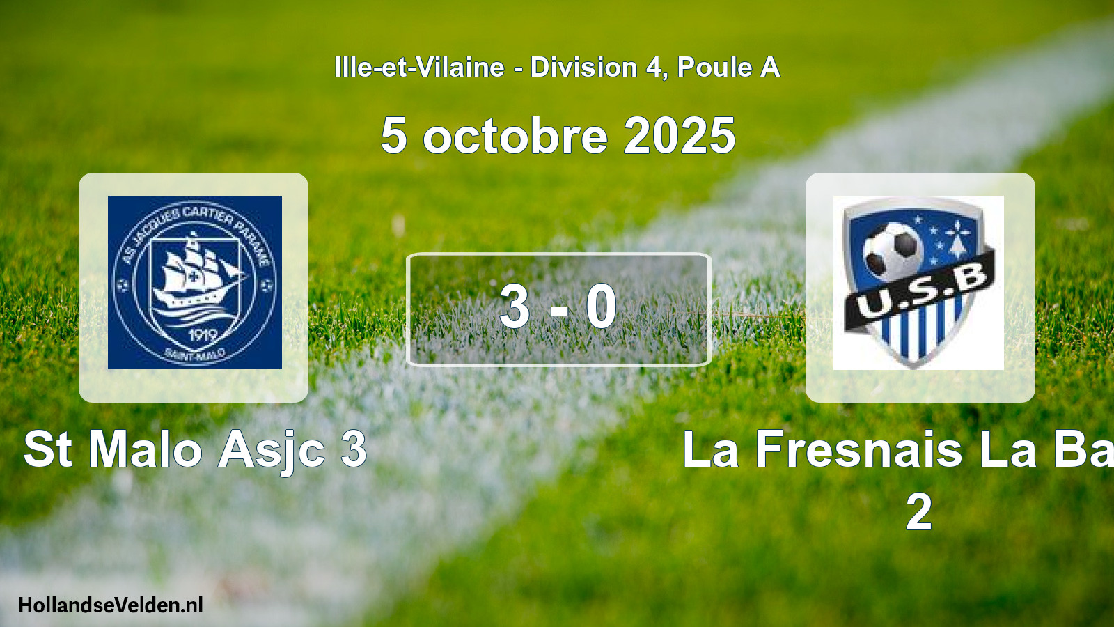 Gespeelde wedstrijd: St Malo Asjc 3 - La Fresnais La Baie 2 3 - 0 (5 oktober 2025)