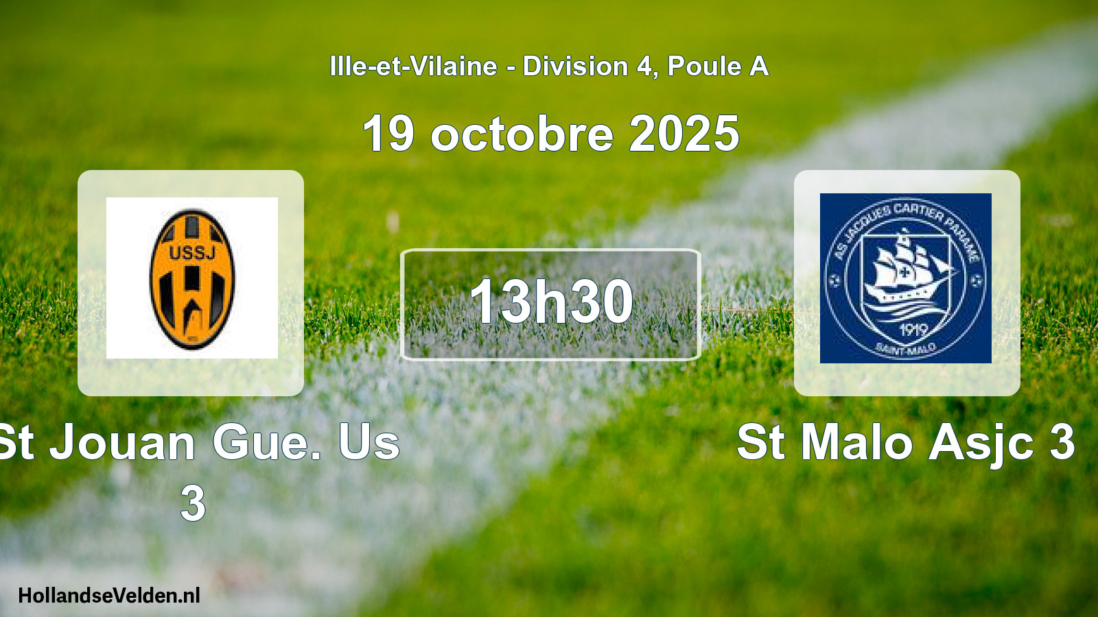 Geplande wedstrijd: St Jouan Gue. Us 3 - St Malo Asjc 3 (19 oktober 2025)
