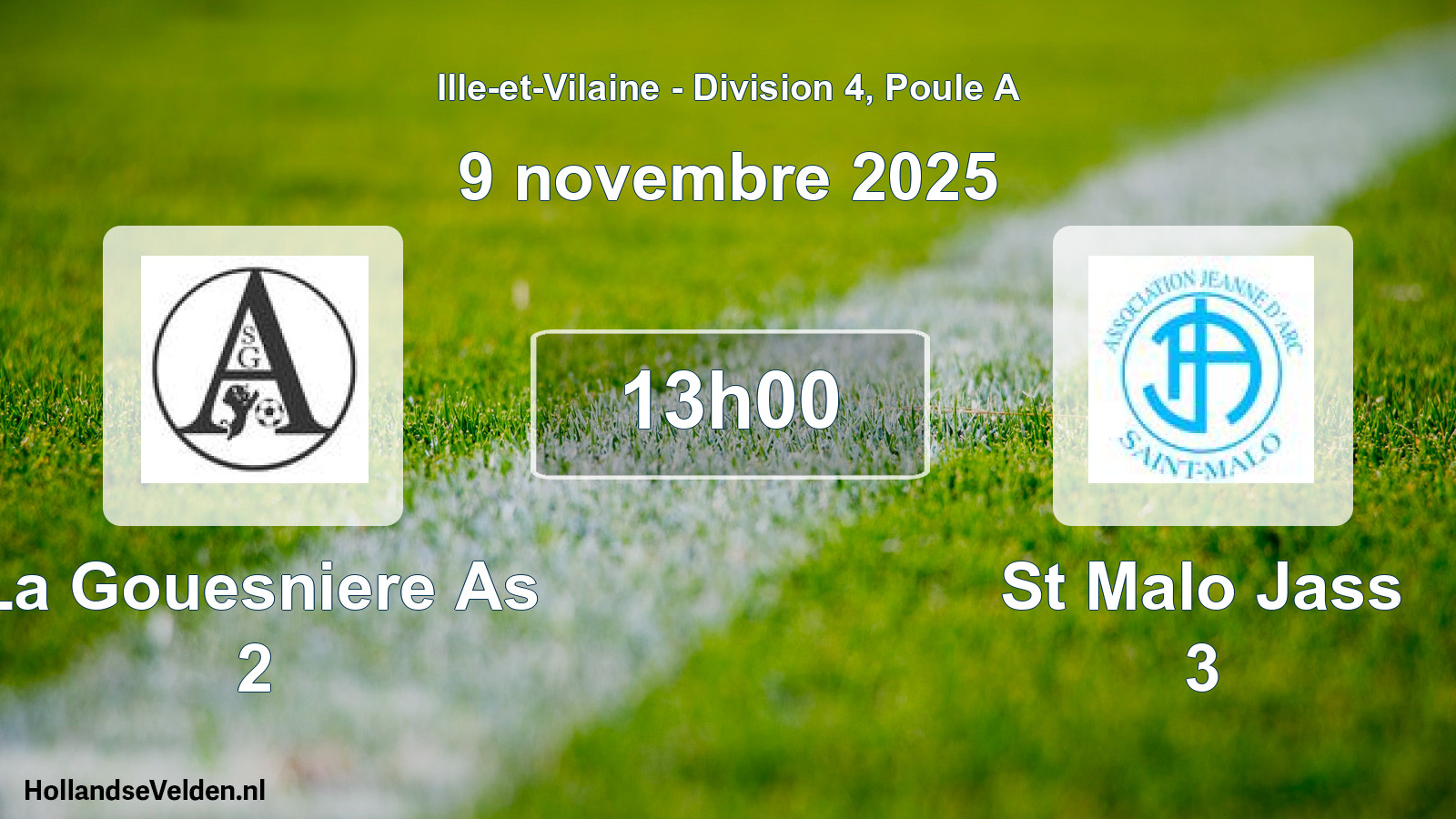 Geplande wedstrijd: La Gouesniere As 2 - St Malo Jass 3 (9 november 2025)
