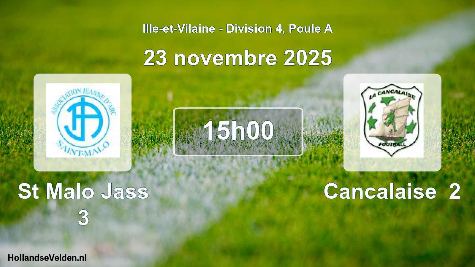 Geplande wedstrijd: St Malo Jass 3 - Cancalaise 2 (23 november 2025)