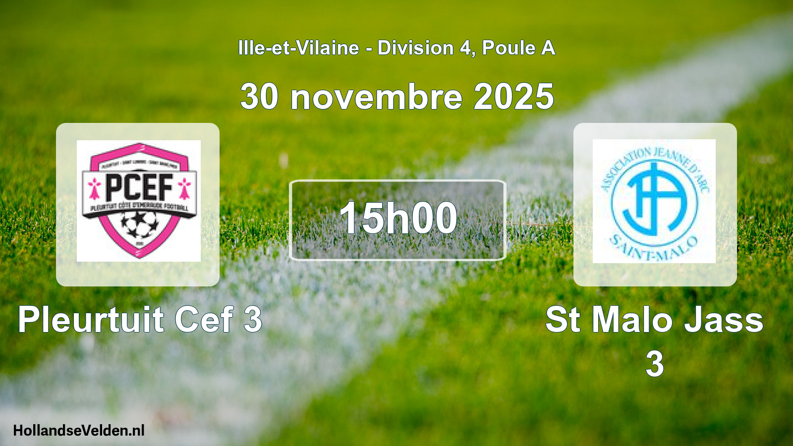 Geplande wedstrijd: Pleurtuit Cef 3 - St Malo Jass 3 (30 november 2025)