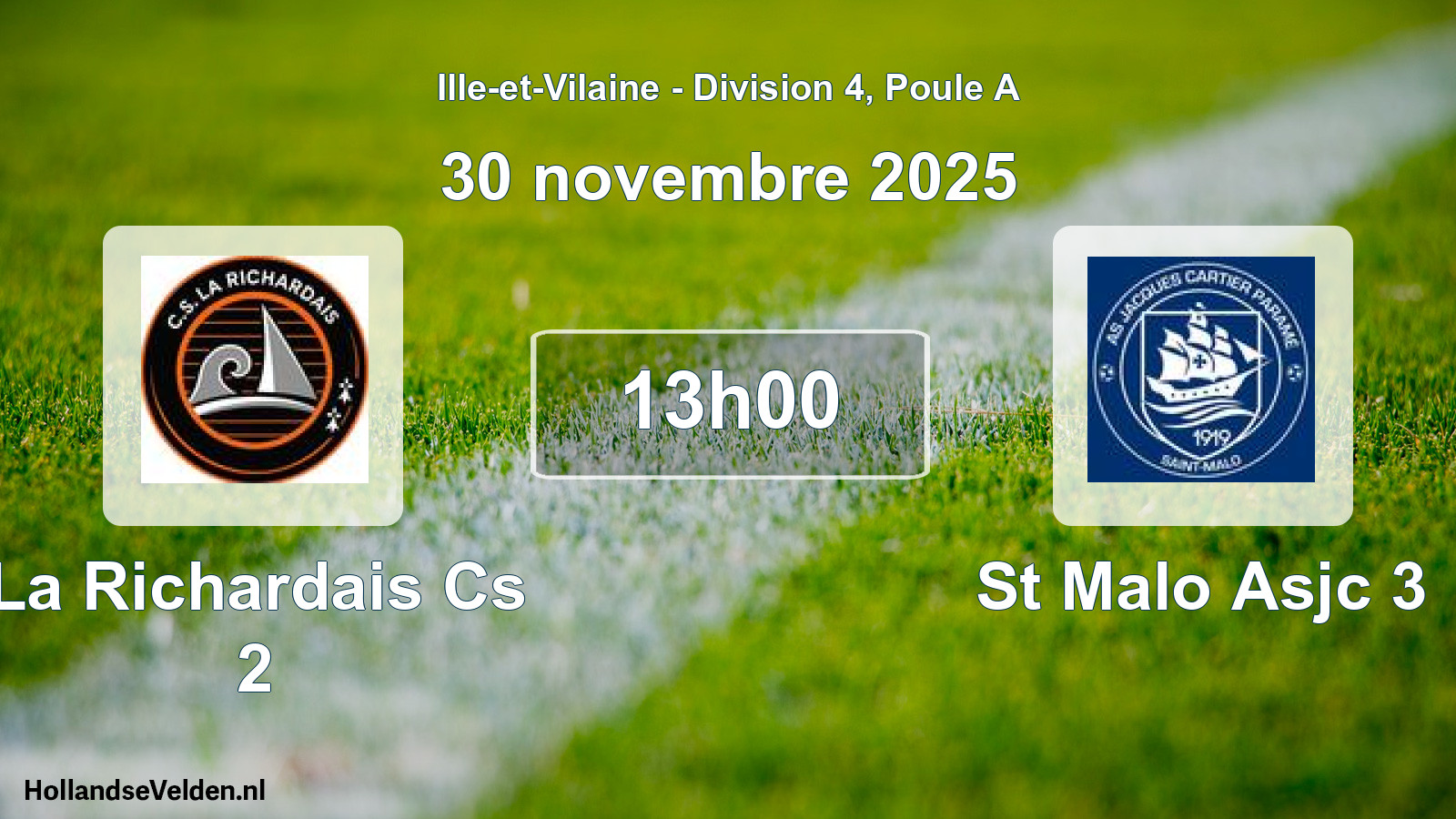 Geplande wedstrijd: La Richardais Cs 2 - St Malo Asjc 3 (30 november 2025)
