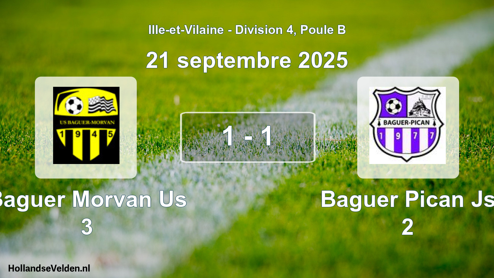Gespeelde wedstrijd: Baguer Morvan Us 3 - Baguer Pican Js 2 1 - 1 (21 septembre 2025)