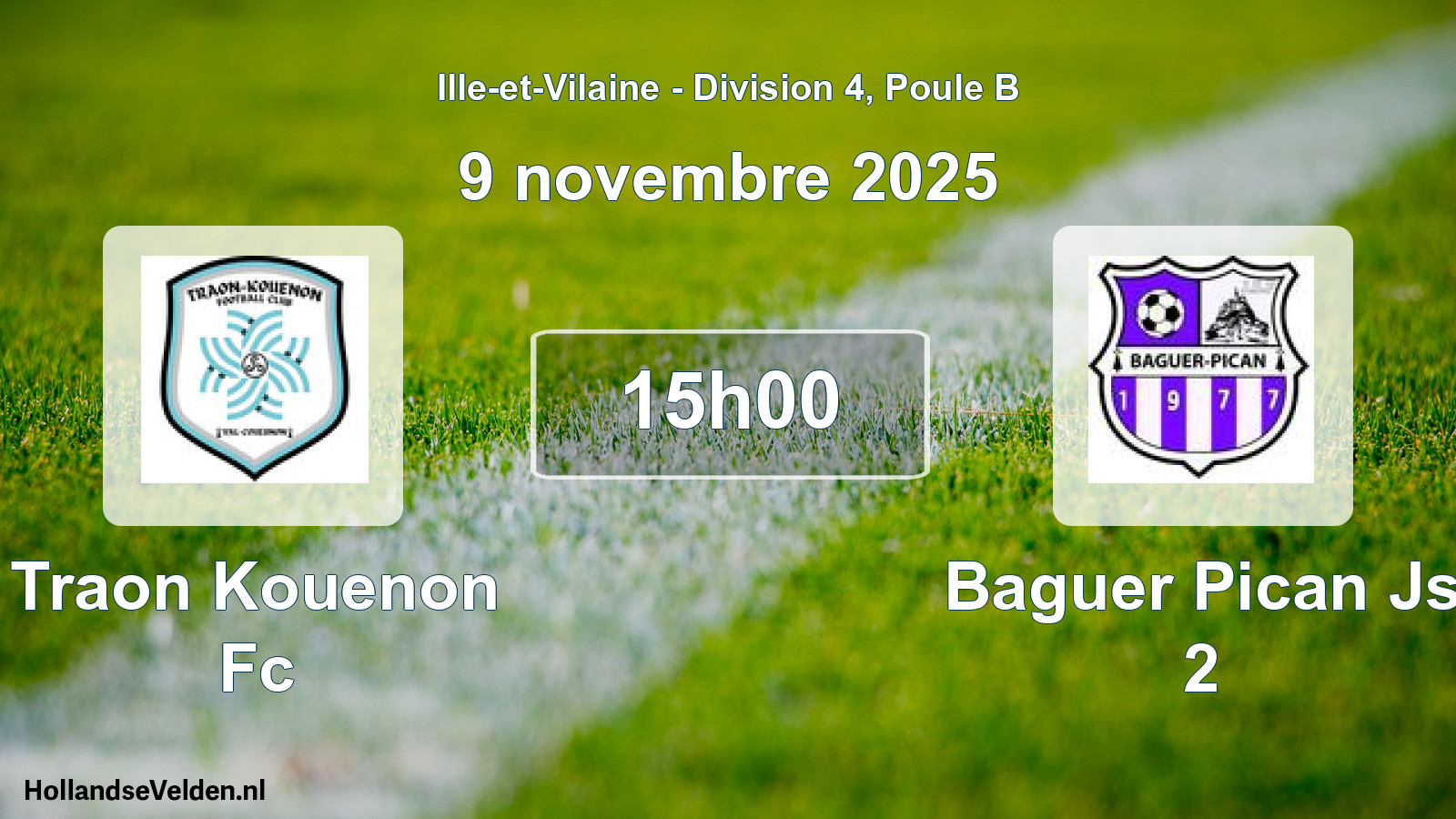 Geplande wedstrijd: Traon Kouenon Fc - Baguer Pican Js 2 (9 novembre 2025)