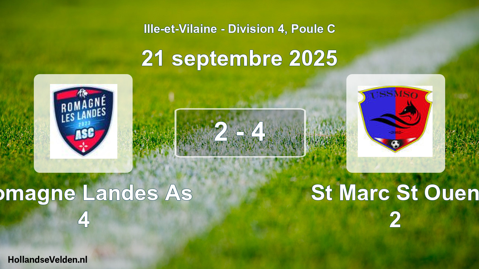 Gespeelde wedstrijd: Romagne Landes As 4 - St Marc St Ouen 2 2 - 4 (21 septembre 2025)