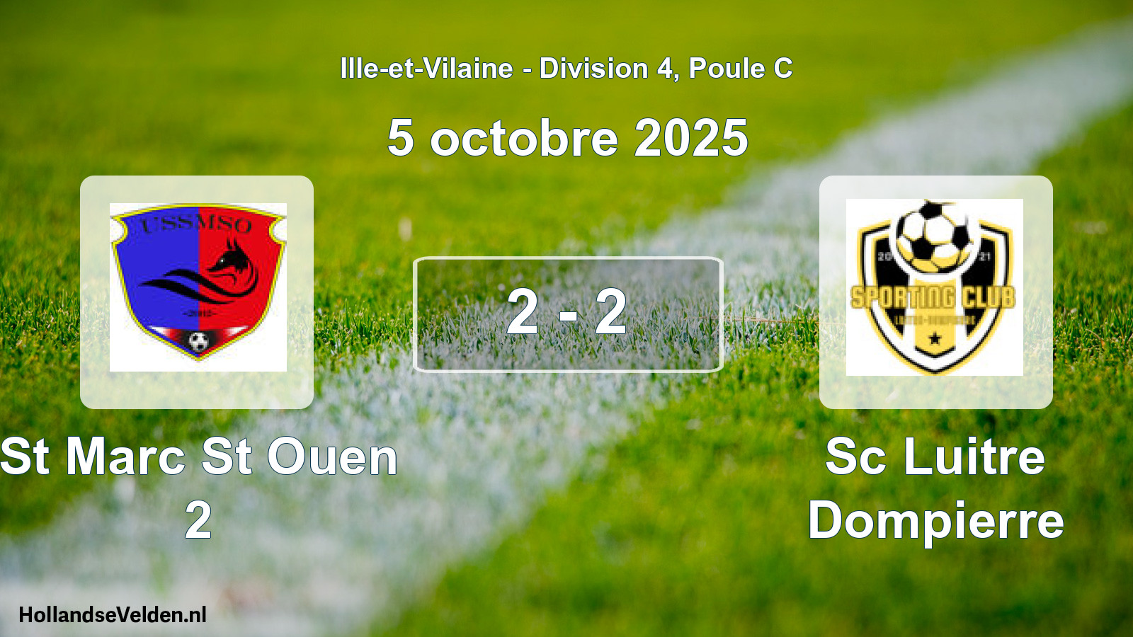 Total number of matches played: St Marc St Ouen 2 - Sc Luitre Dompierre 2 - 2 (5 October 2025)