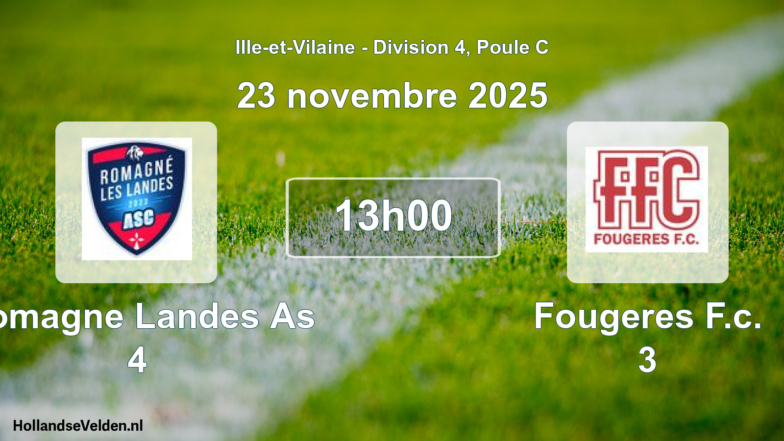 Scheduled Match: Romagne Landes As 4 - Fougeres F.c. 3 (23 November 2025)
