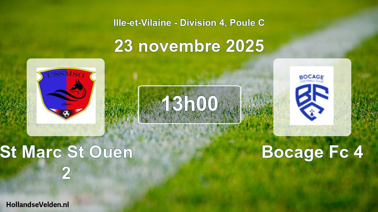 Geplande wedstrijd: St Marc St Ouen 2 - Bocage Fc 4 (23 november 2025)