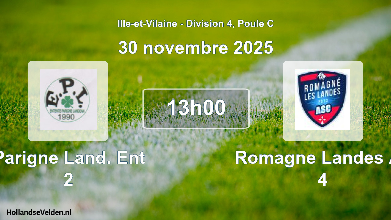 Geplande wedstrijd: Parigne Land. Ent 2 - Romagne Landes As 4 (30 novembre 2025)