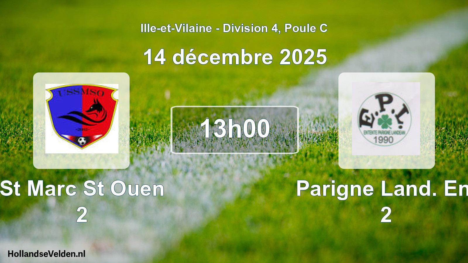Geplande wedstrijd: St Marc St Ouen 2 - Parigne Land. Ent 2 (14 décembre 2025)