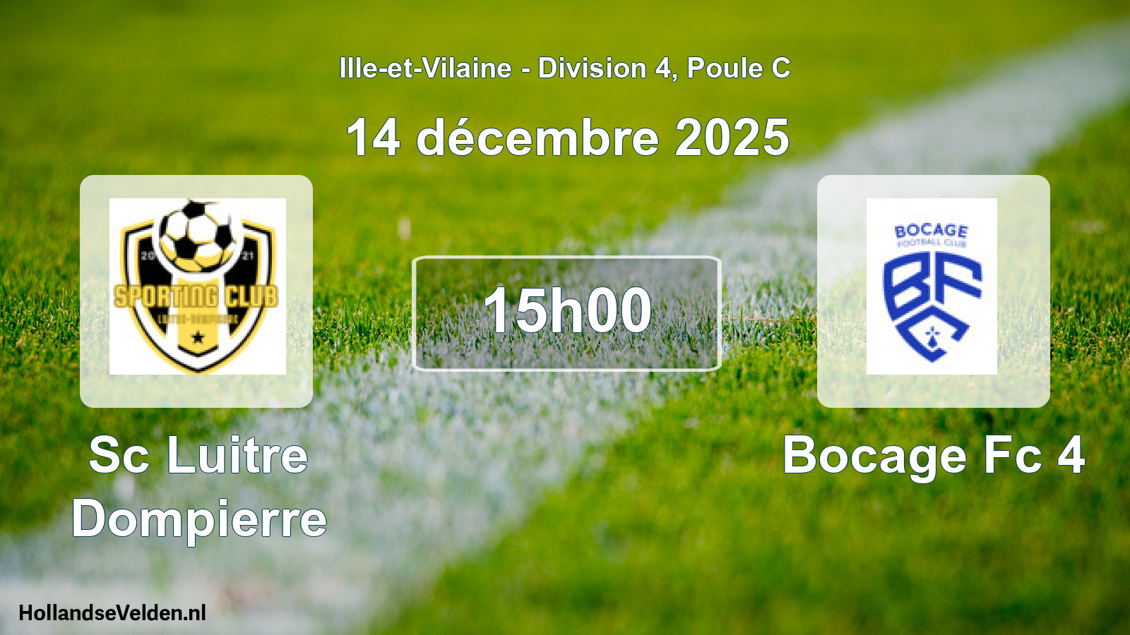 Geplande wedstrijd: Sc Luitre Dompierre - Bocage Fc 4 (14 décembre 2025)