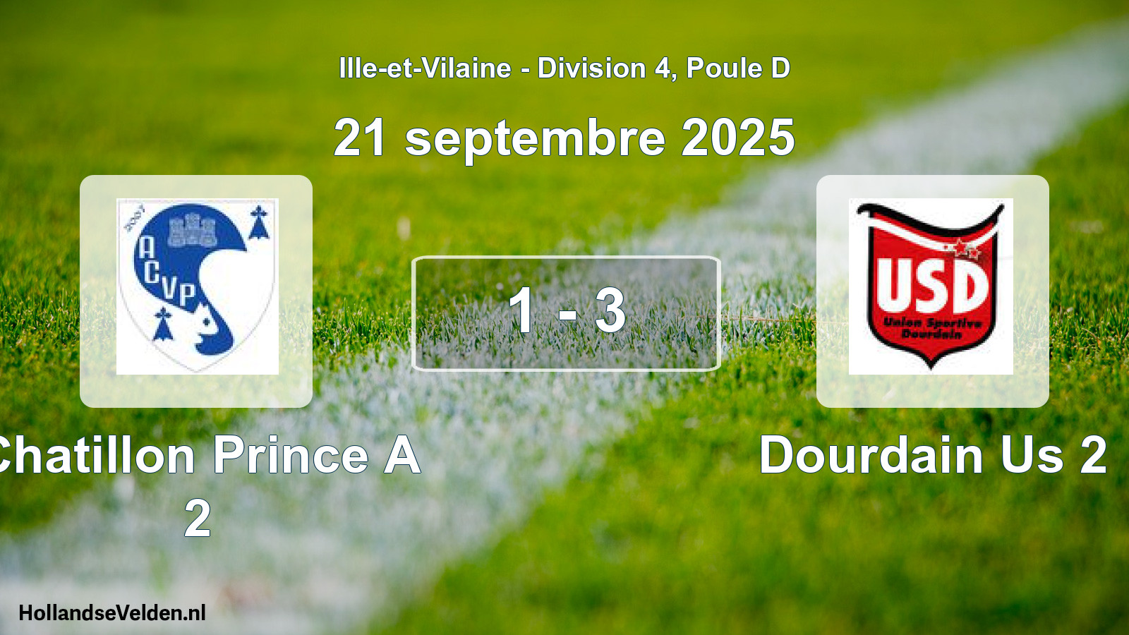 Total number of matches played: Chatillon Prince A 2 - Dourdain Us 2 1 - 3 (21 September 2025)