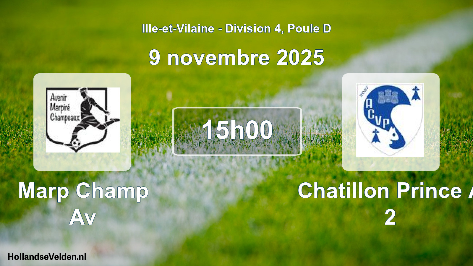 Geplande wedstrijd: Marp Champ Av - Chatillon Prince A 2 (9 novembre 2025)