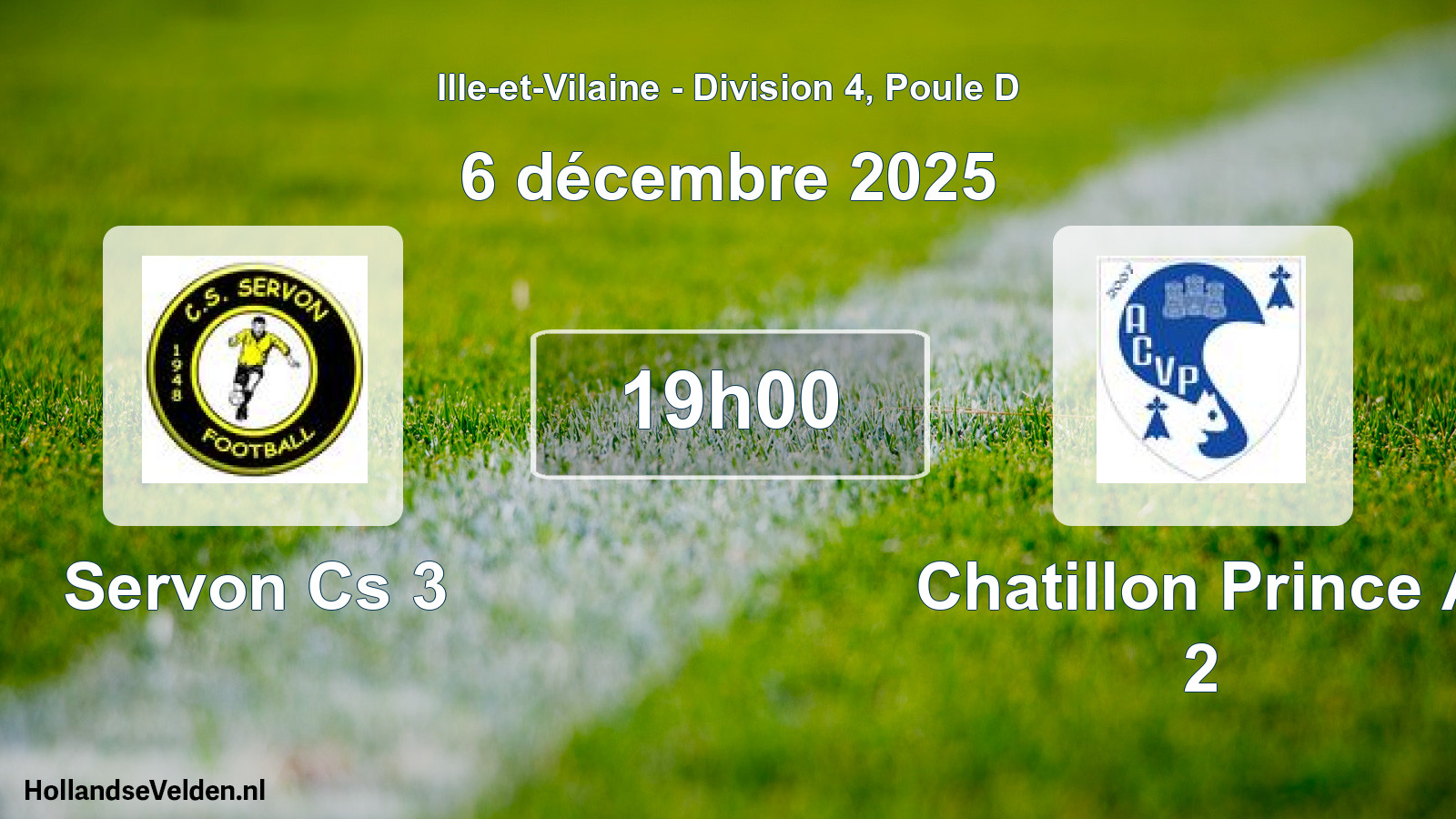 Geplande wedstrijd: Servon Cs 3 - Chatillon Prince A 2 (6 décembre 2025)