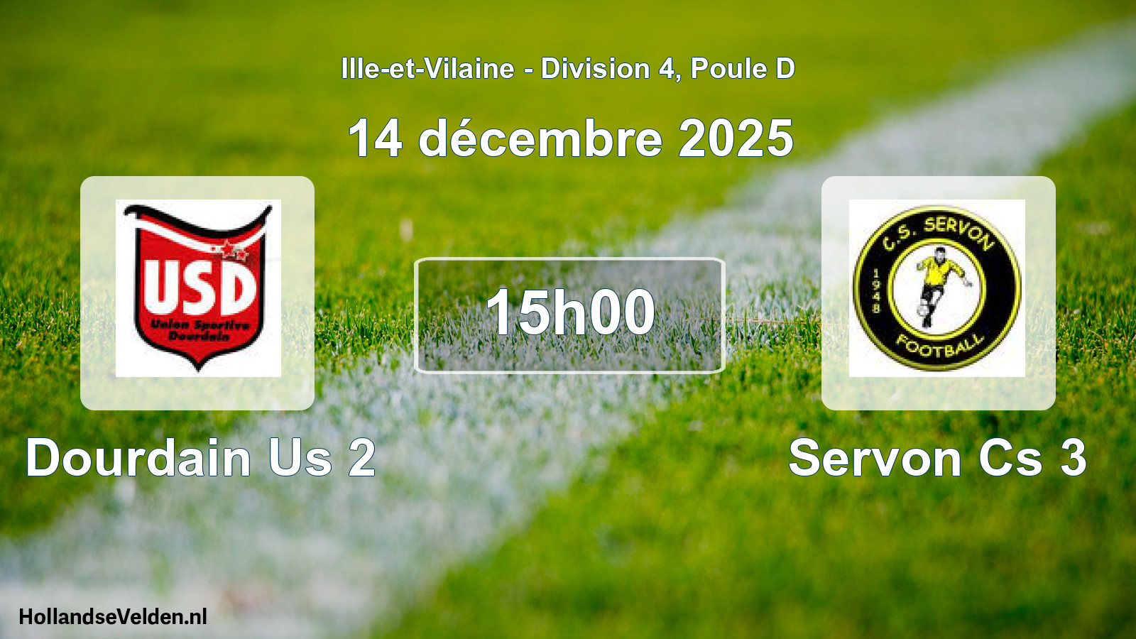 Scheduled Match: Dourdain Us 2 - Servon Cs 3 (14 December 2025)