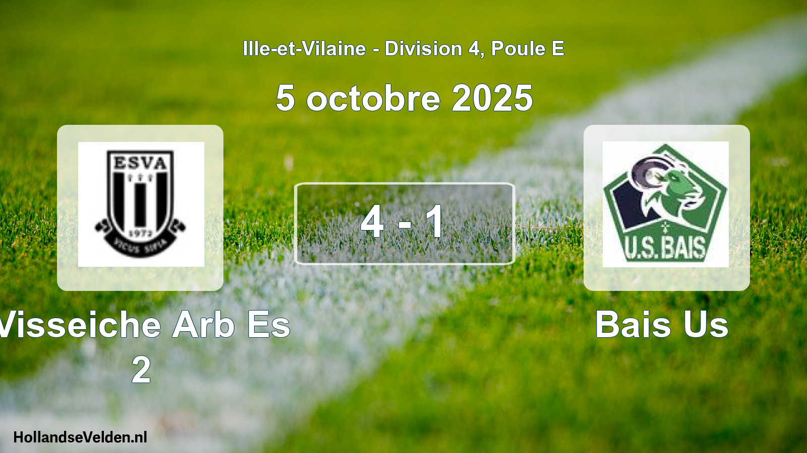 Total number of matches played: Visseiche Arb Es 2 - Bais Us 4 - 1 (5 October 2025)
