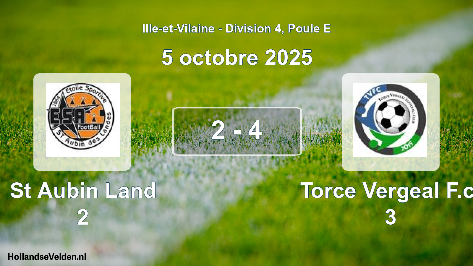Gespeelde wedstrijd: St Aubin Land 2 - Torce Vergeal F.c. 3 2 - 4 (5 octobre 2025)