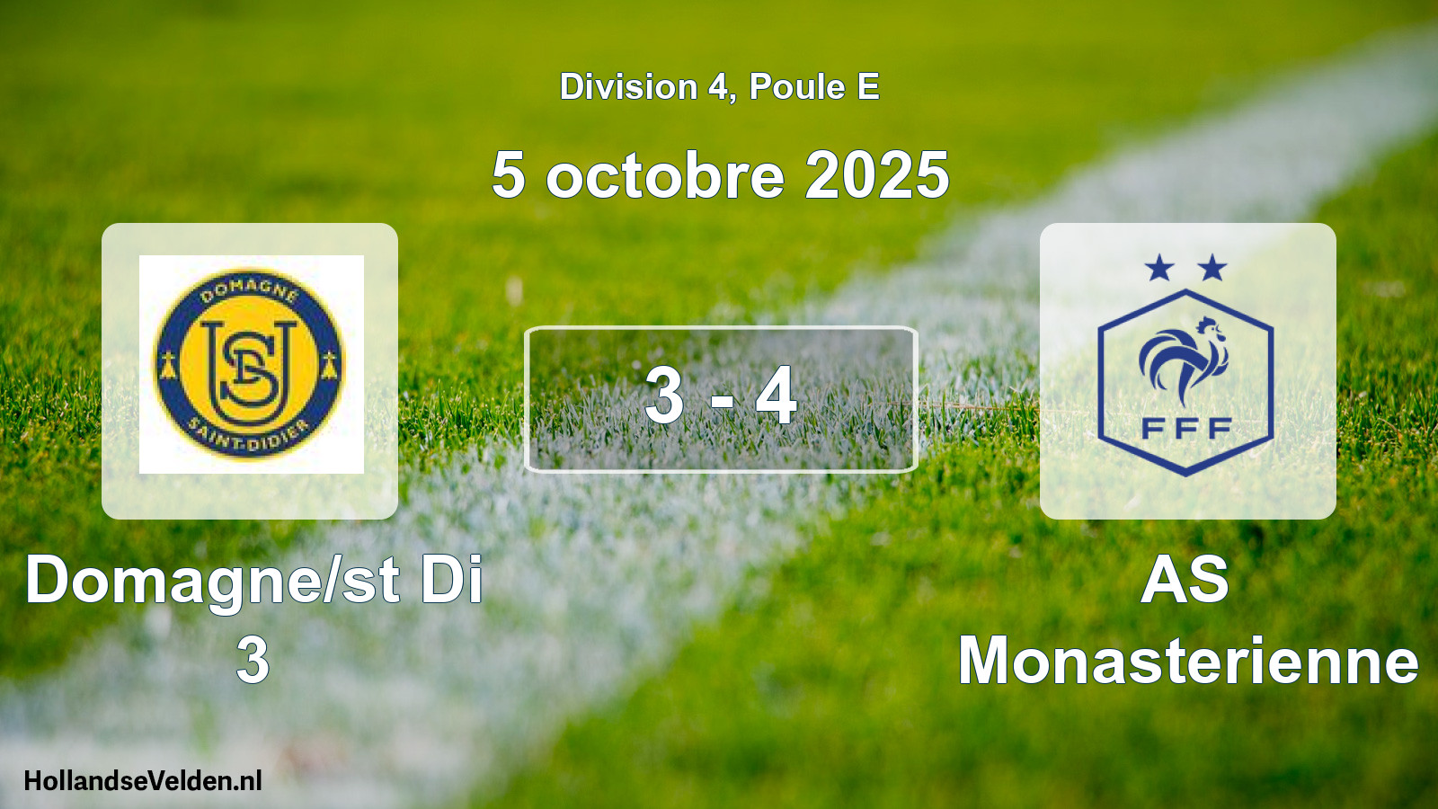 Match joué: Domagne/st Di 3 - AS Monasterienne 3 - 4 (5 octobre 2025)