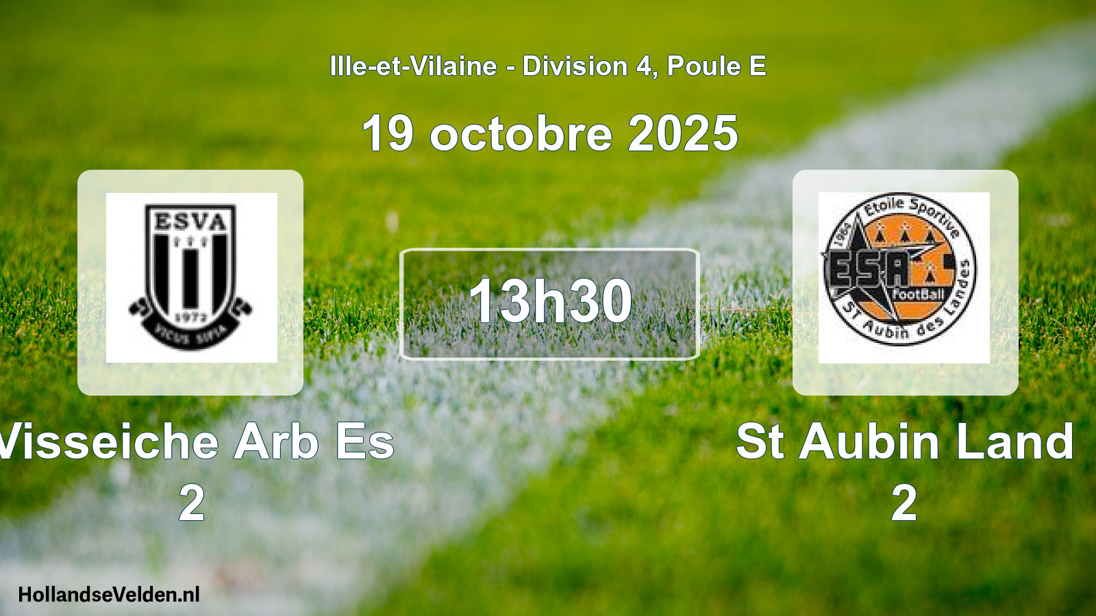 Geplande wedstrijd: Visseiche Arb Es 2 - St Aubin Land 2 (19 octobre 2025)