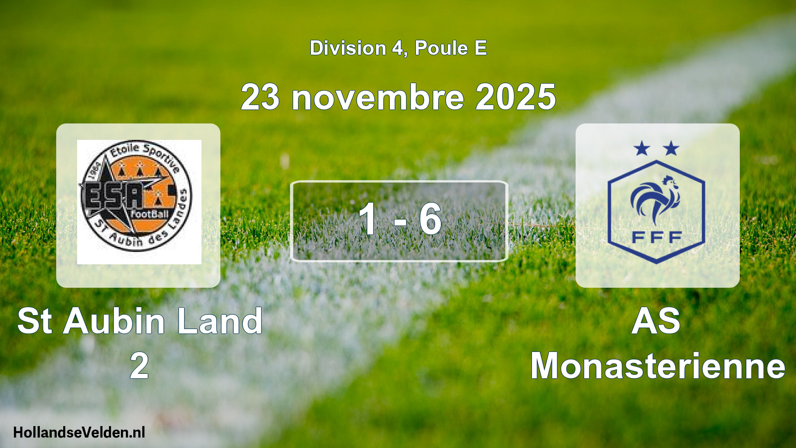 Gespeelde wedstrijd: St Aubin Land 2 - AS Monasterienne 1 - 6 (23 november 2025)