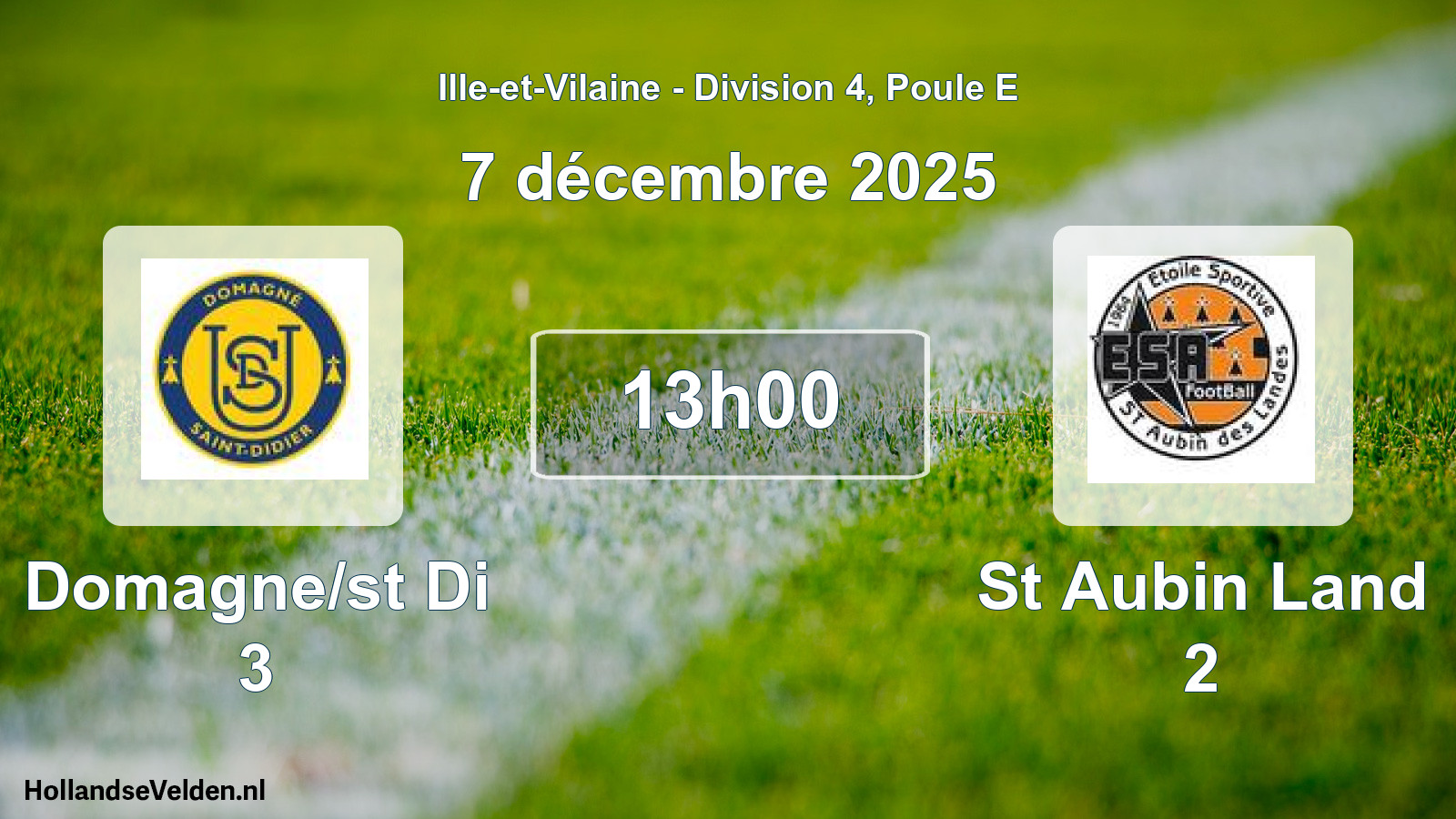 Geplande wedstrijd: Domagne/st Di 3 - St Aubin Land 2 (7 décembre 2025)