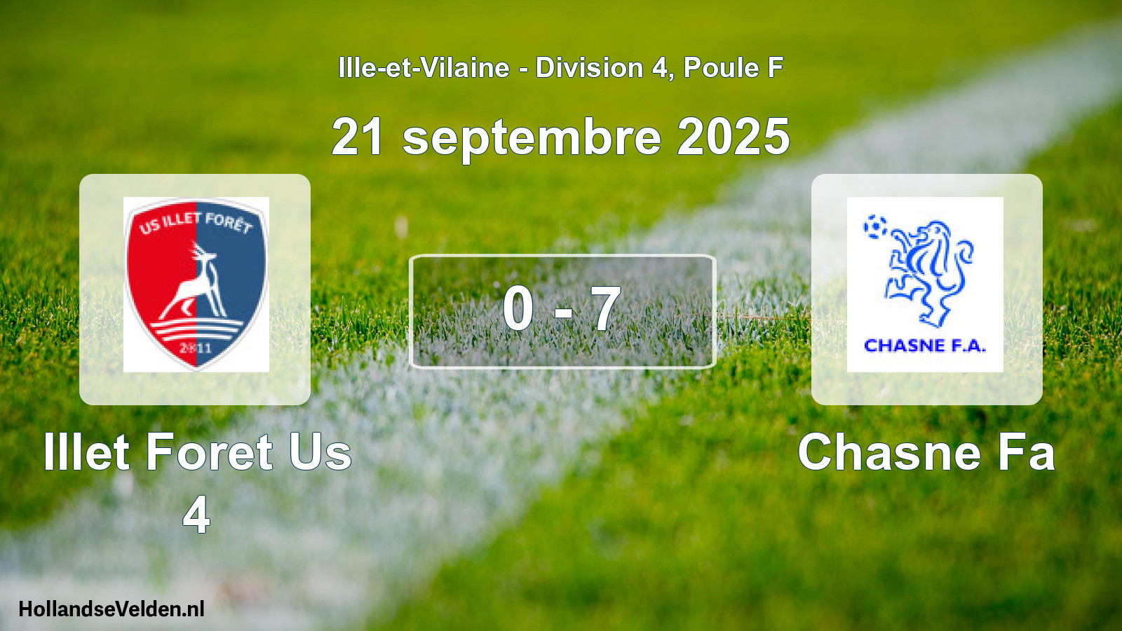 Total number of matches played: Illet Foret Us 4 - Chasne Fa 0 - 7 (21 September 2025)